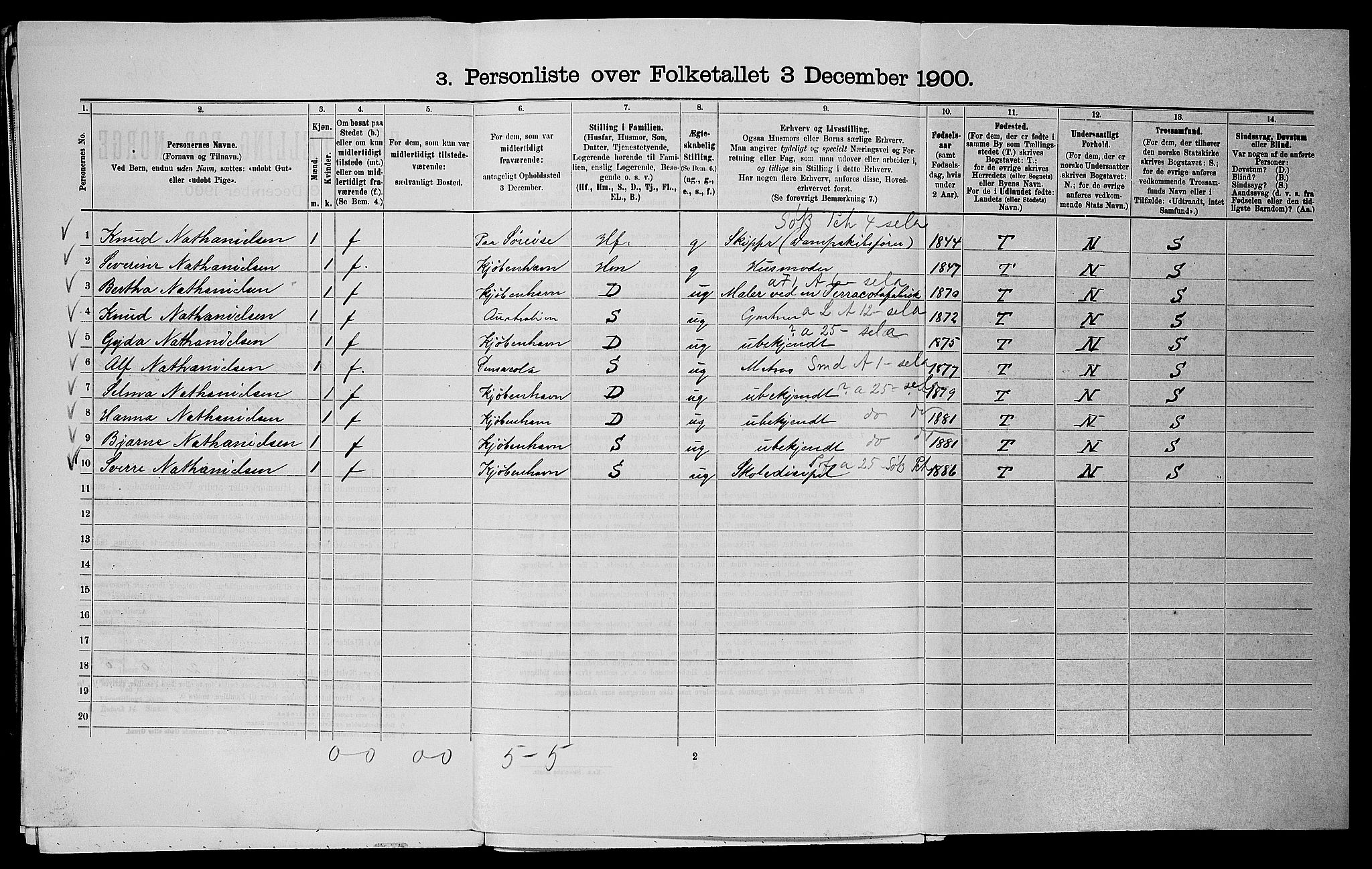 SAST, 1900 census for Stavanger, 1900, p. 4500
