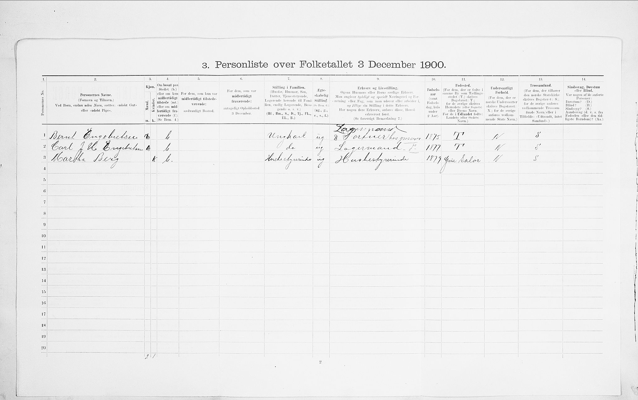 SAO, 1900 census for Kristiania, 1900, p. 102325