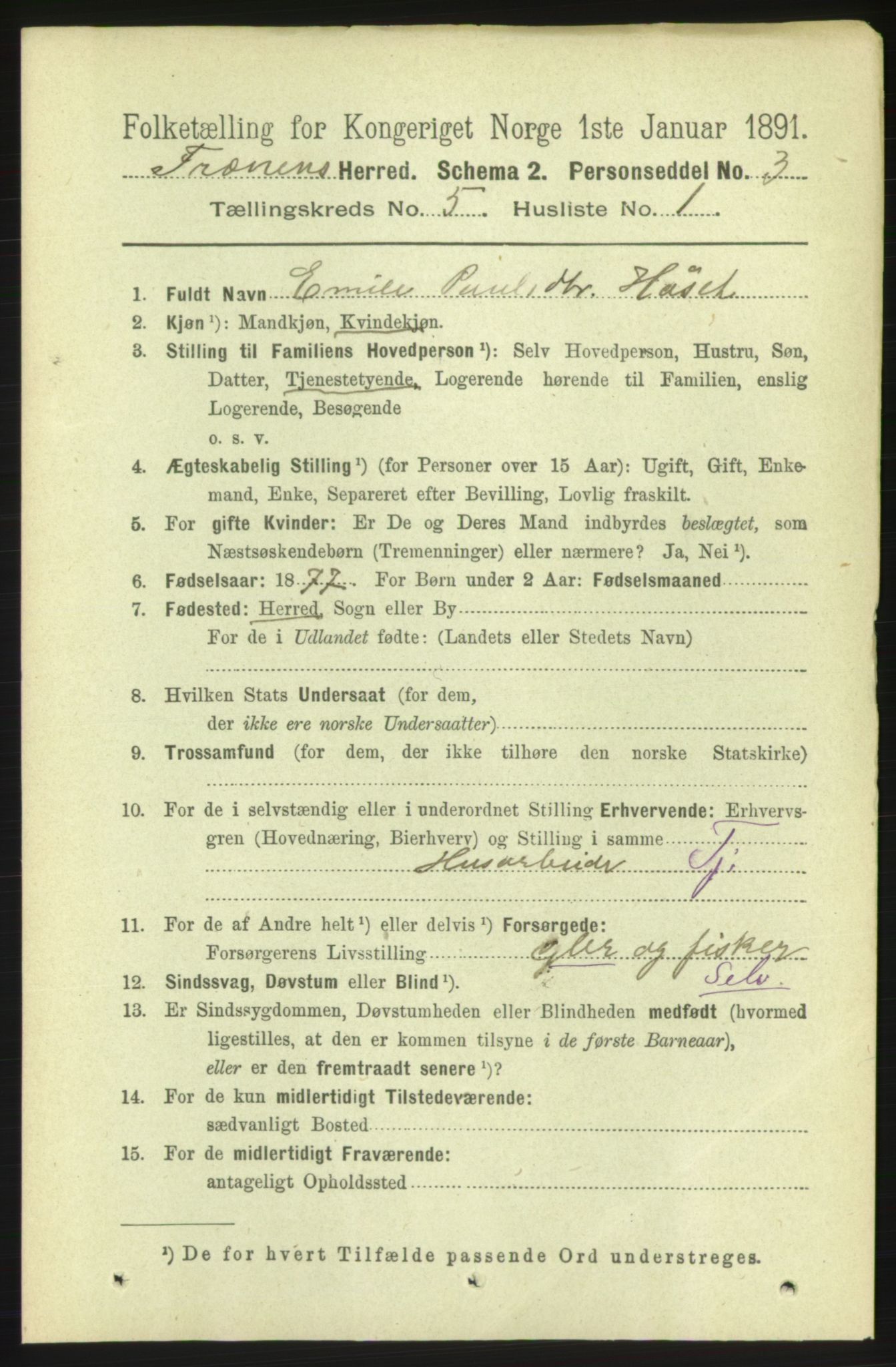 RA, 1891 census for 1548 Fræna, 1891, p. 1348