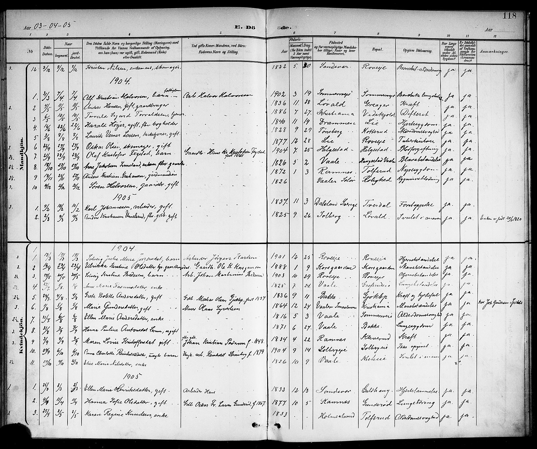 Botne kirkebøker, AV/SAKO-A-340/G/Ga/L0004: Parish register (copy) no. I 4, 1899-1915, p. 118