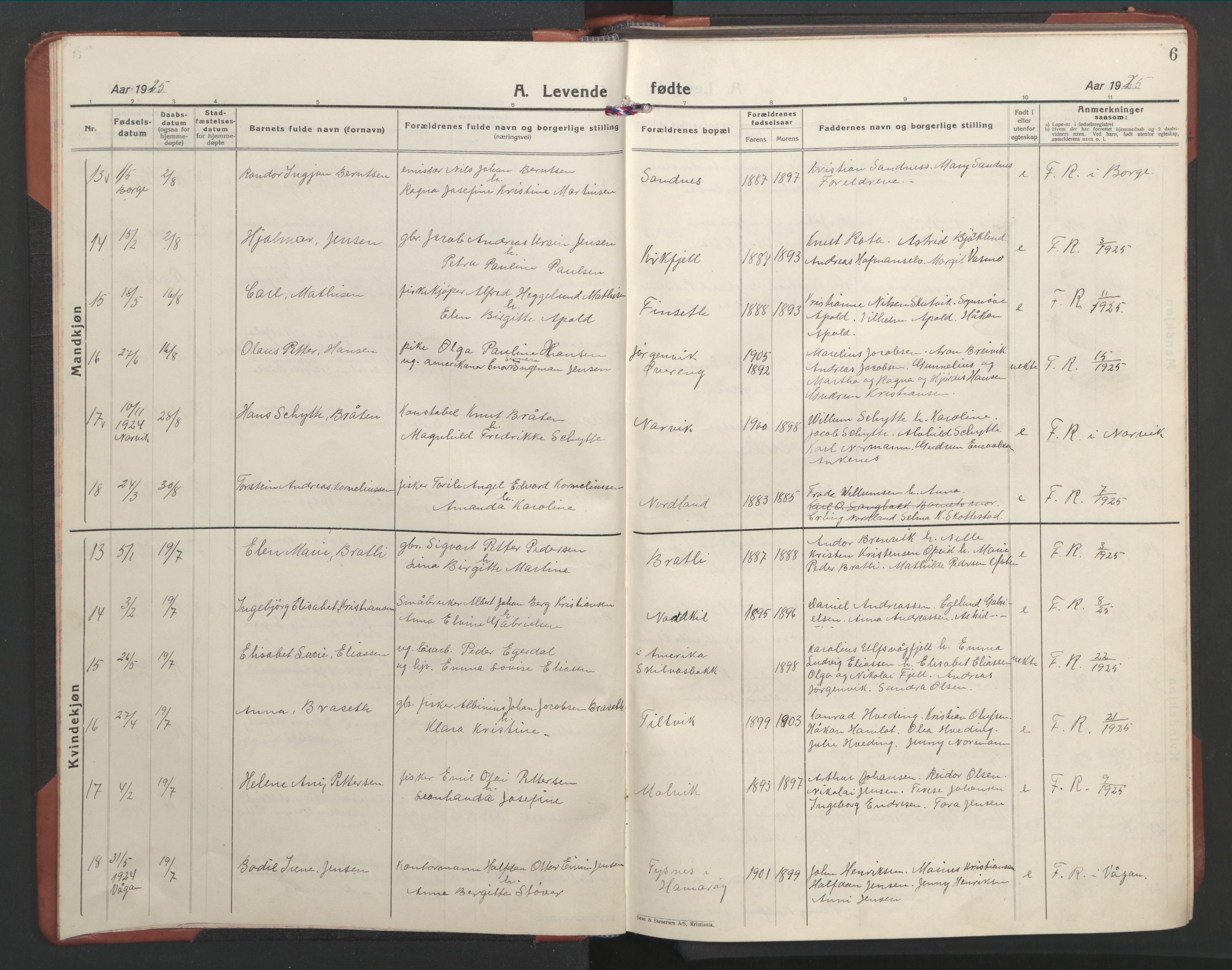 Ministerialprotokoller, klokkerbøker og fødselsregistre - Nordland, SAT/A-1459/859/L0862: Parish register (copy) no. 859C08, 1925-1936, p. 6