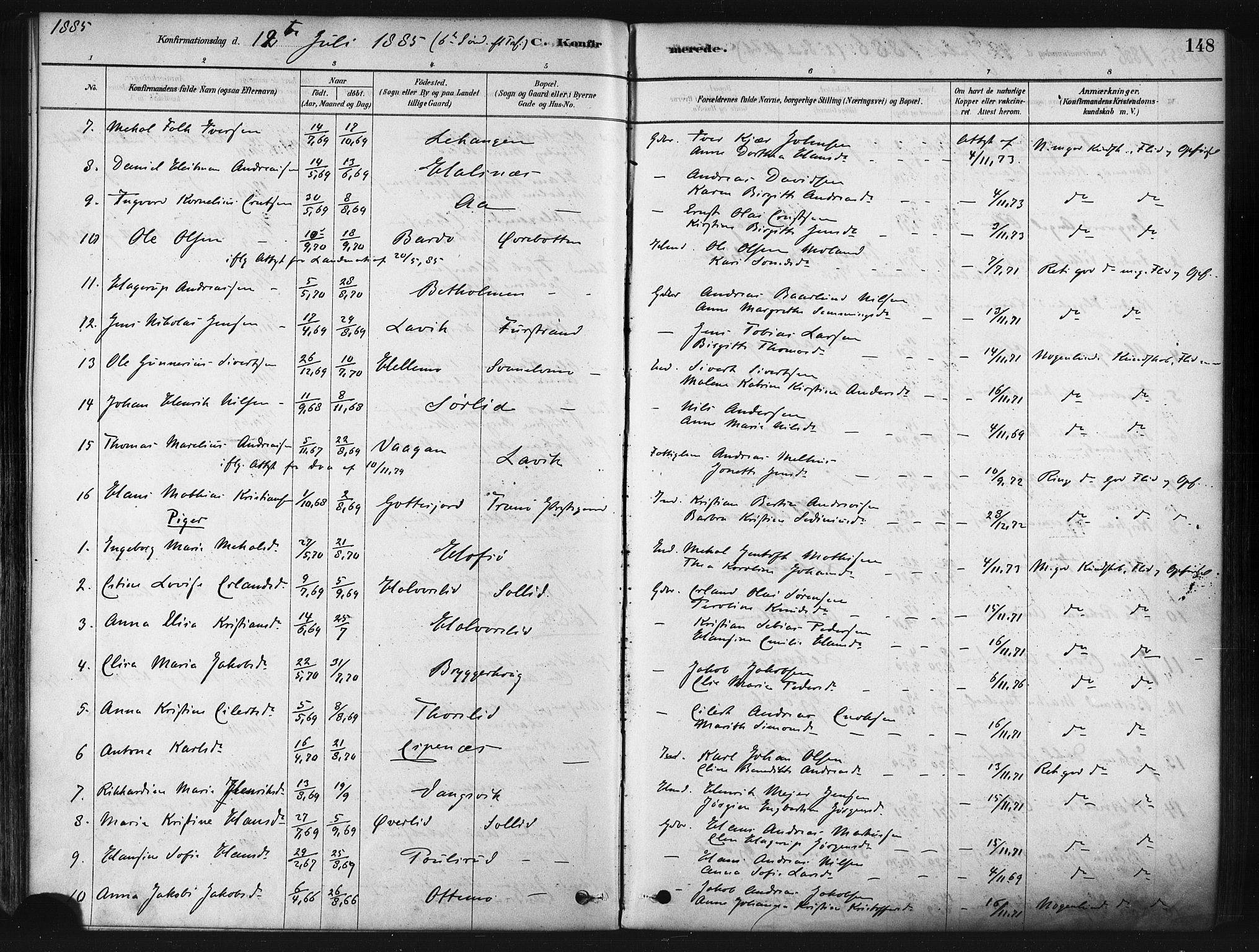 Tranøy sokneprestkontor, SATØ/S-1313/I/Ia/Iaa/L0009kirke: Parish register (official) no. 9, 1878-1904, p. 148
