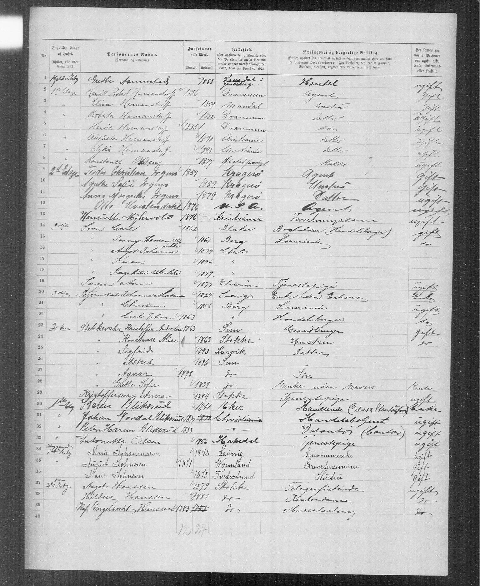 OBA, Municipal Census 1899 for Kristiania, 1899, p. 6091