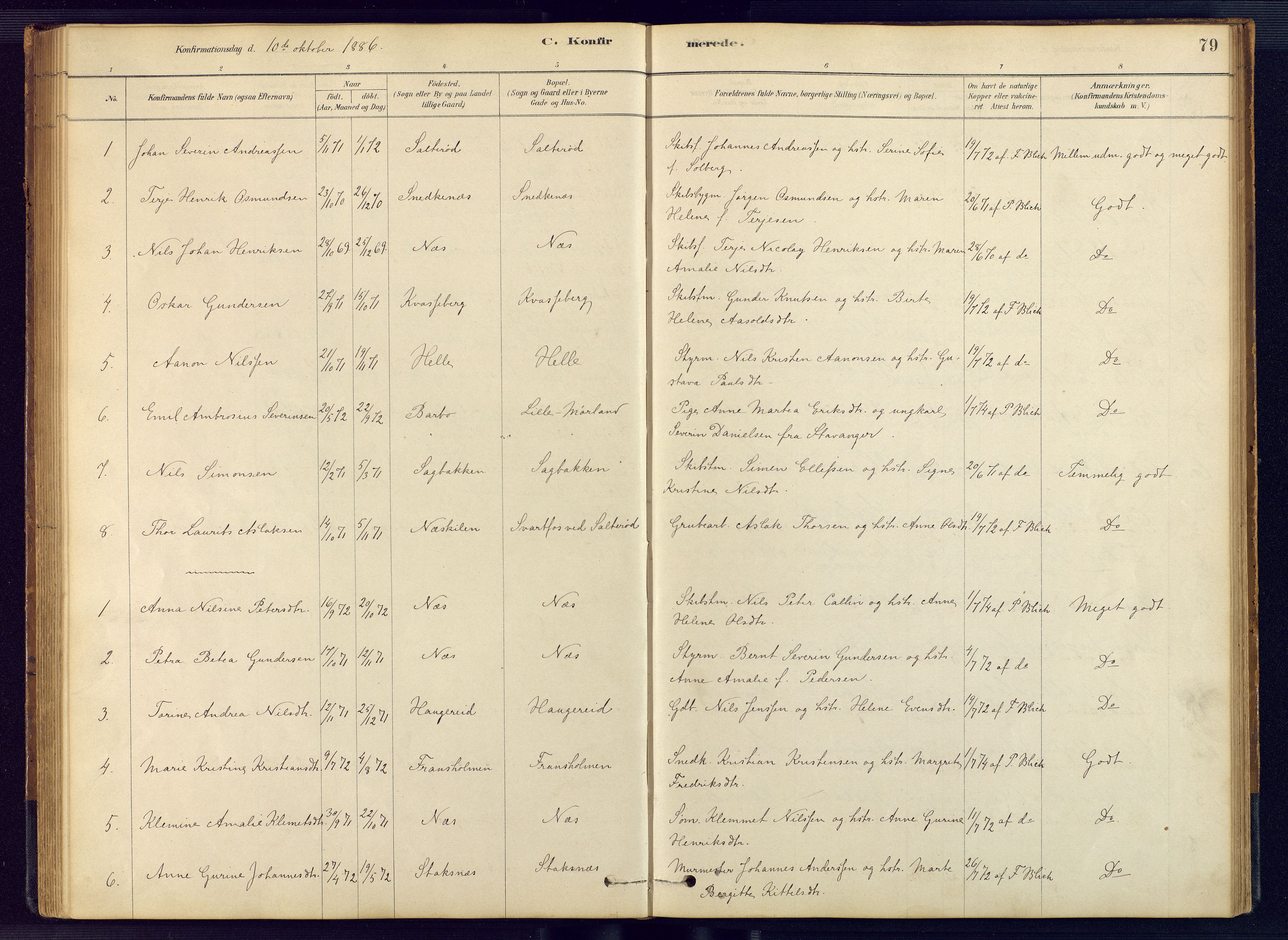 Austre Moland sokneprestkontor, SAK/1111-0001/F/Fb/Fbb/L0001: Parish register (copy) no. B 1, 1878-1904, p. 79