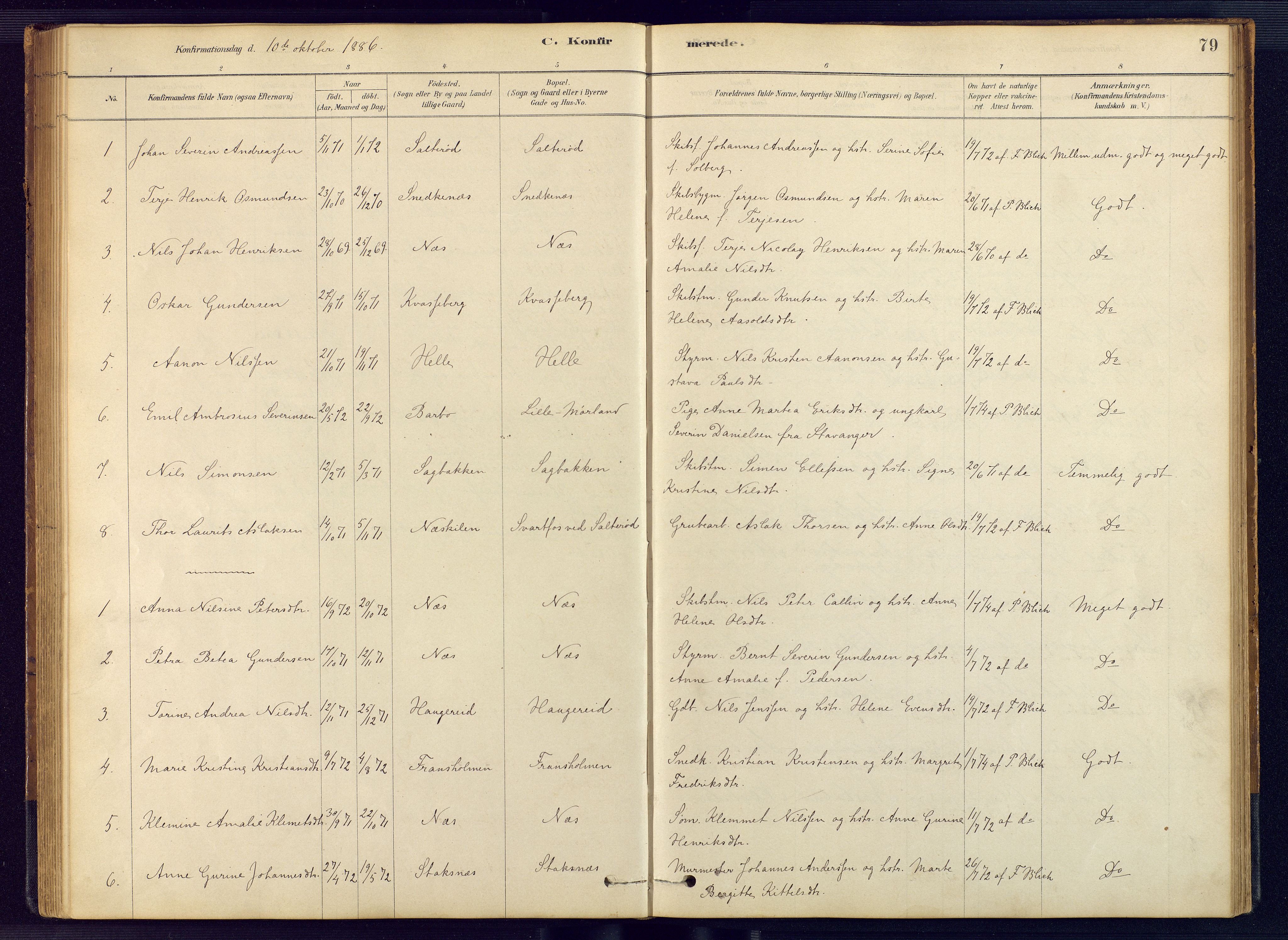 Austre Moland sokneprestkontor, AV/SAK-1111-0001/F/Fb/Fbb/L0001: Parish register (copy) no. B 1, 1878-1904, p. 79