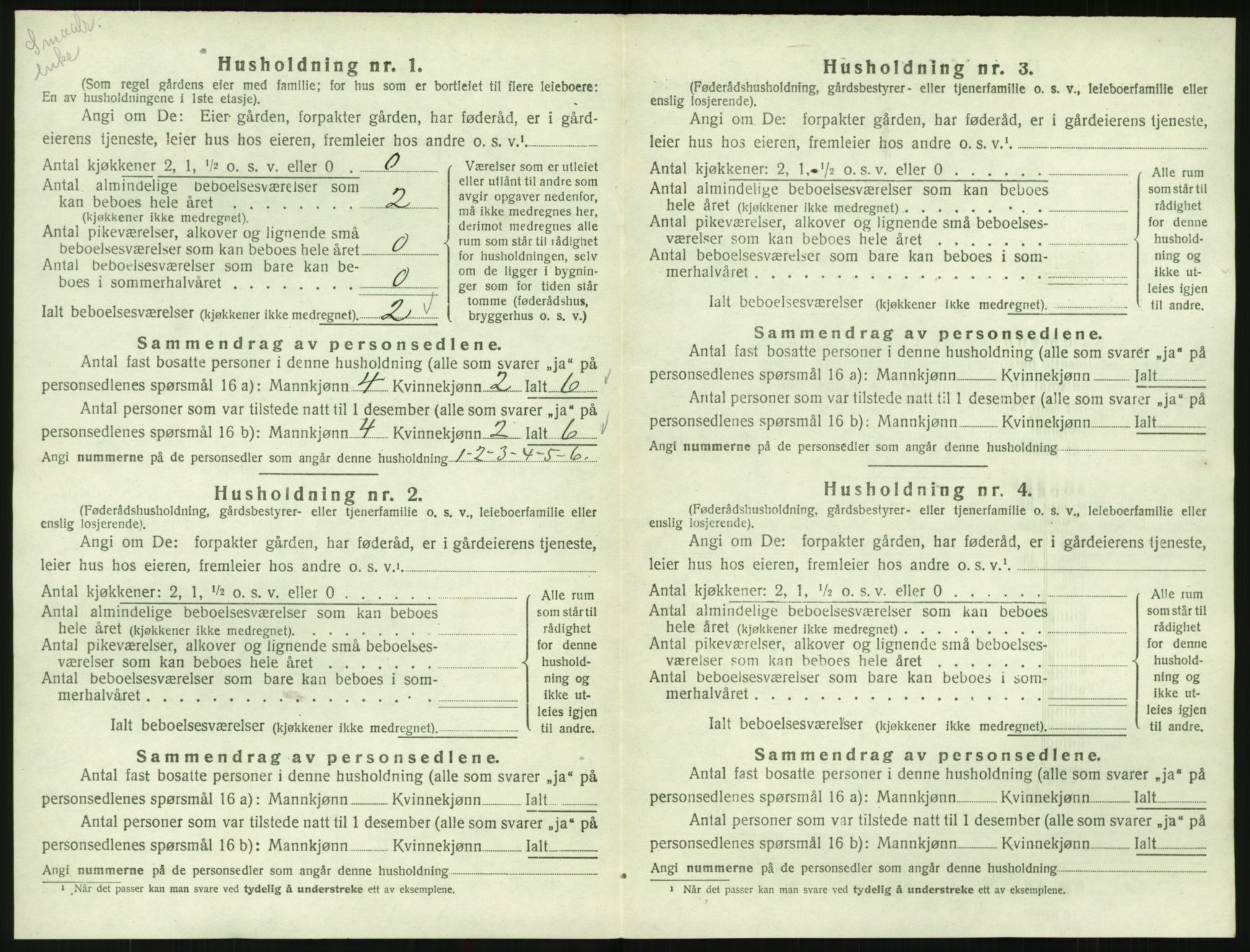 SAK, 1920 census for Valle, 1920, p. 108