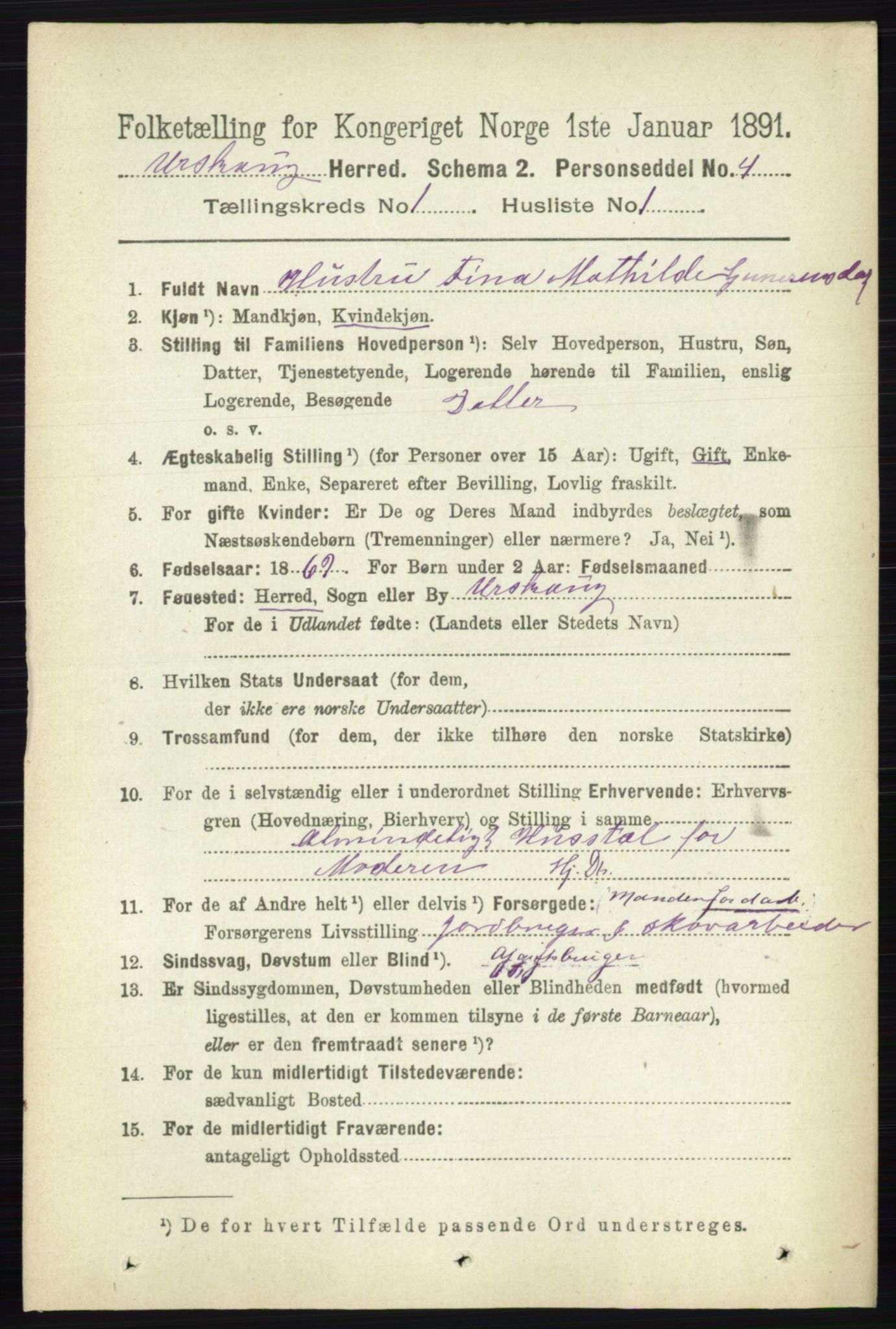 RA, 1891 census for 0224 Aurskog, 1891, p. 56