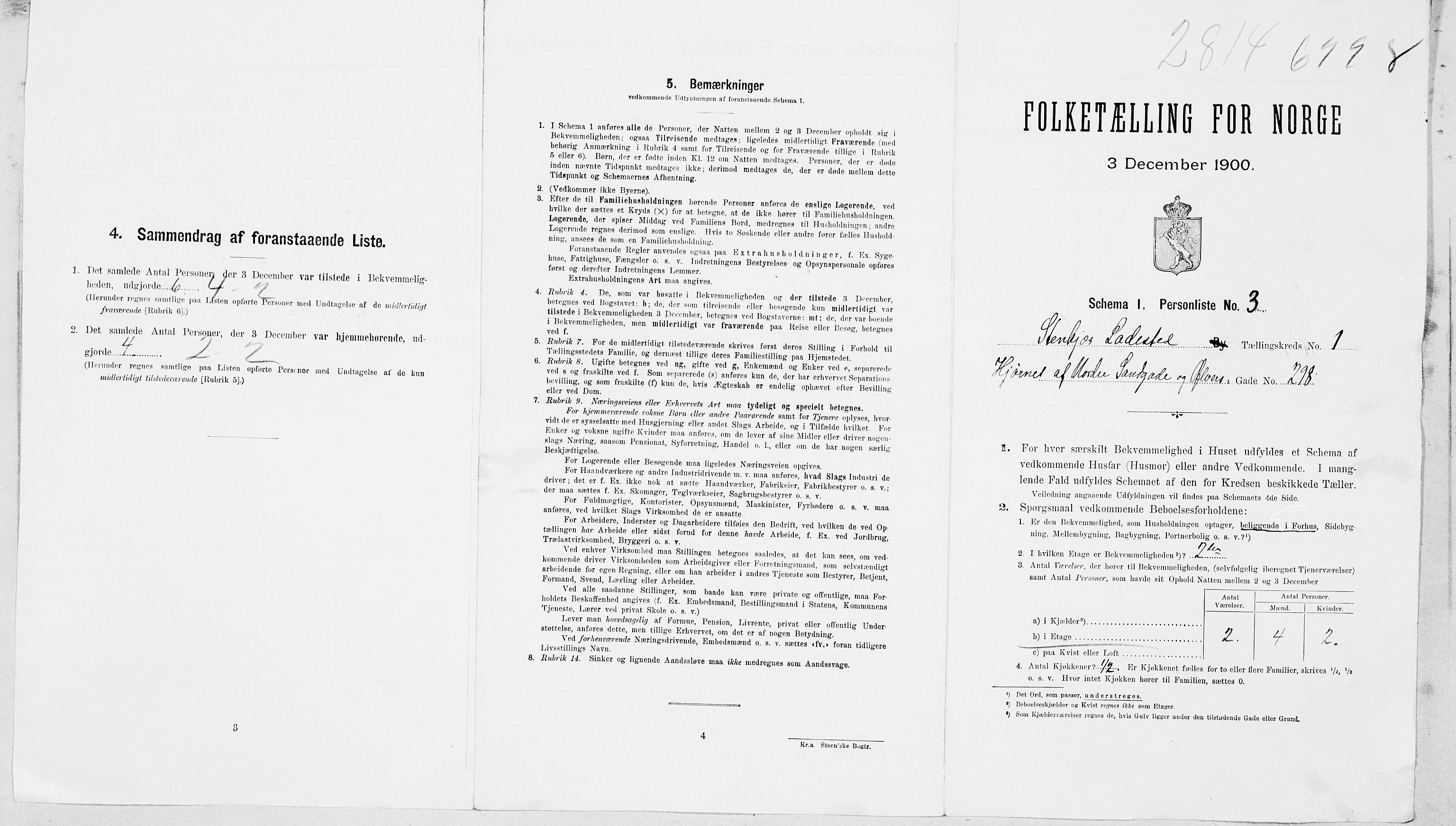 SAT, 1900 census for Steinkjer, 1900, p. 24