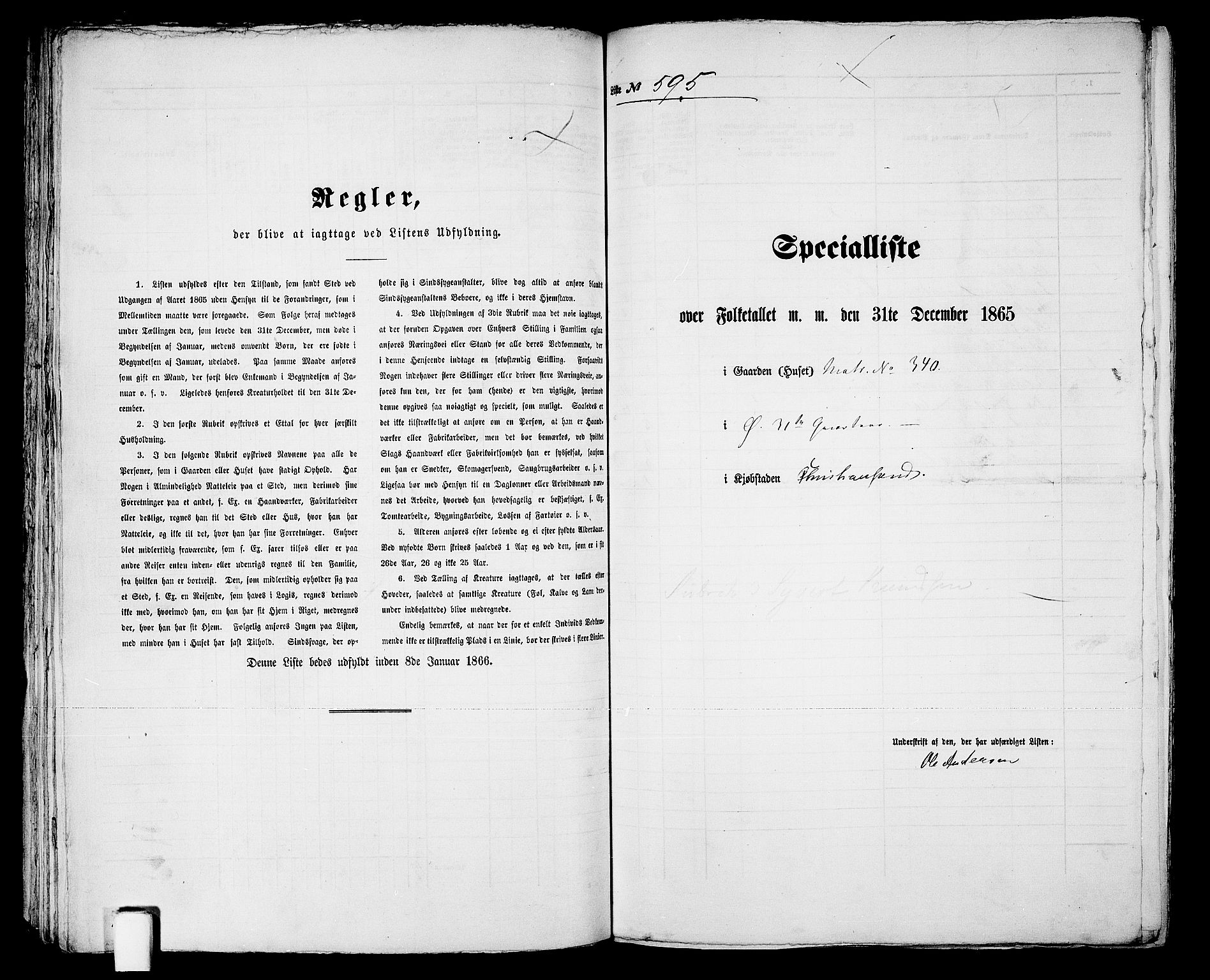 RA, 1865 census for Kristiansand, 1865, p. 1216