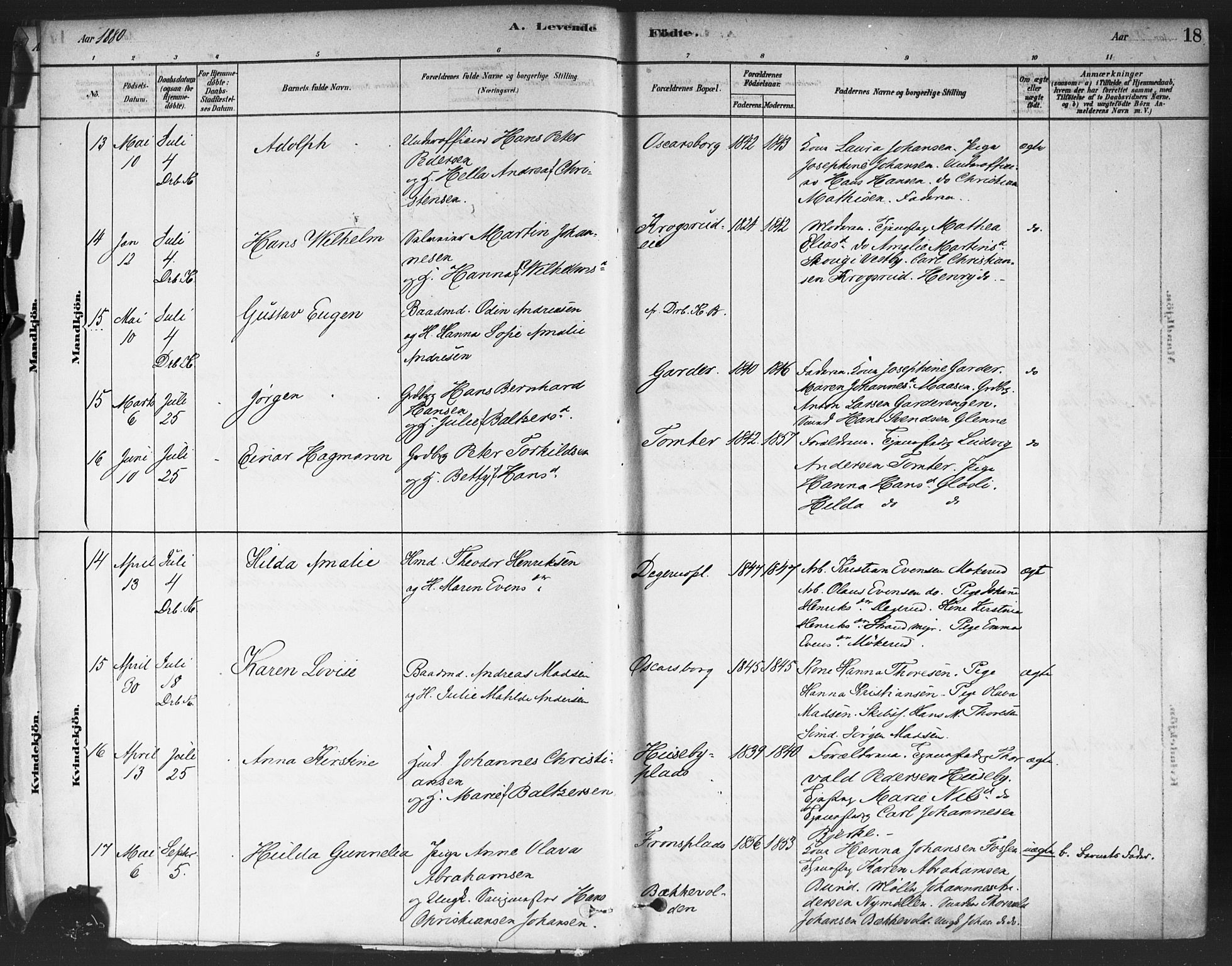 Drøbak prestekontor Kirkebøker, SAO/A-10142a/F/Fc/L0002: Parish register (official) no. III 2, 1878-1891, p. 18