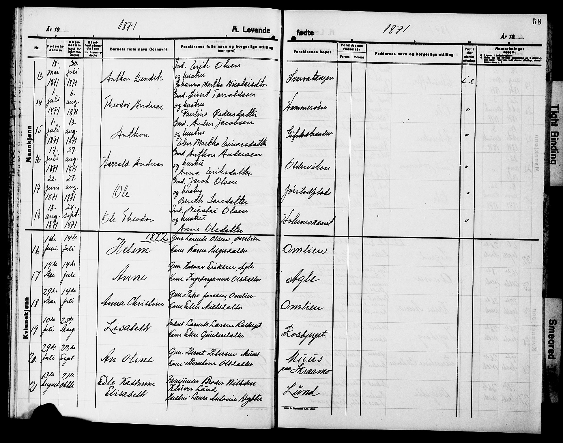 Ministerialprotokoller, klokkerbøker og fødselsregistre - Nord-Trøndelag, SAT/A-1458/749/L0485: Parish register (official) no. 749D01, 1857-1872, p. 58