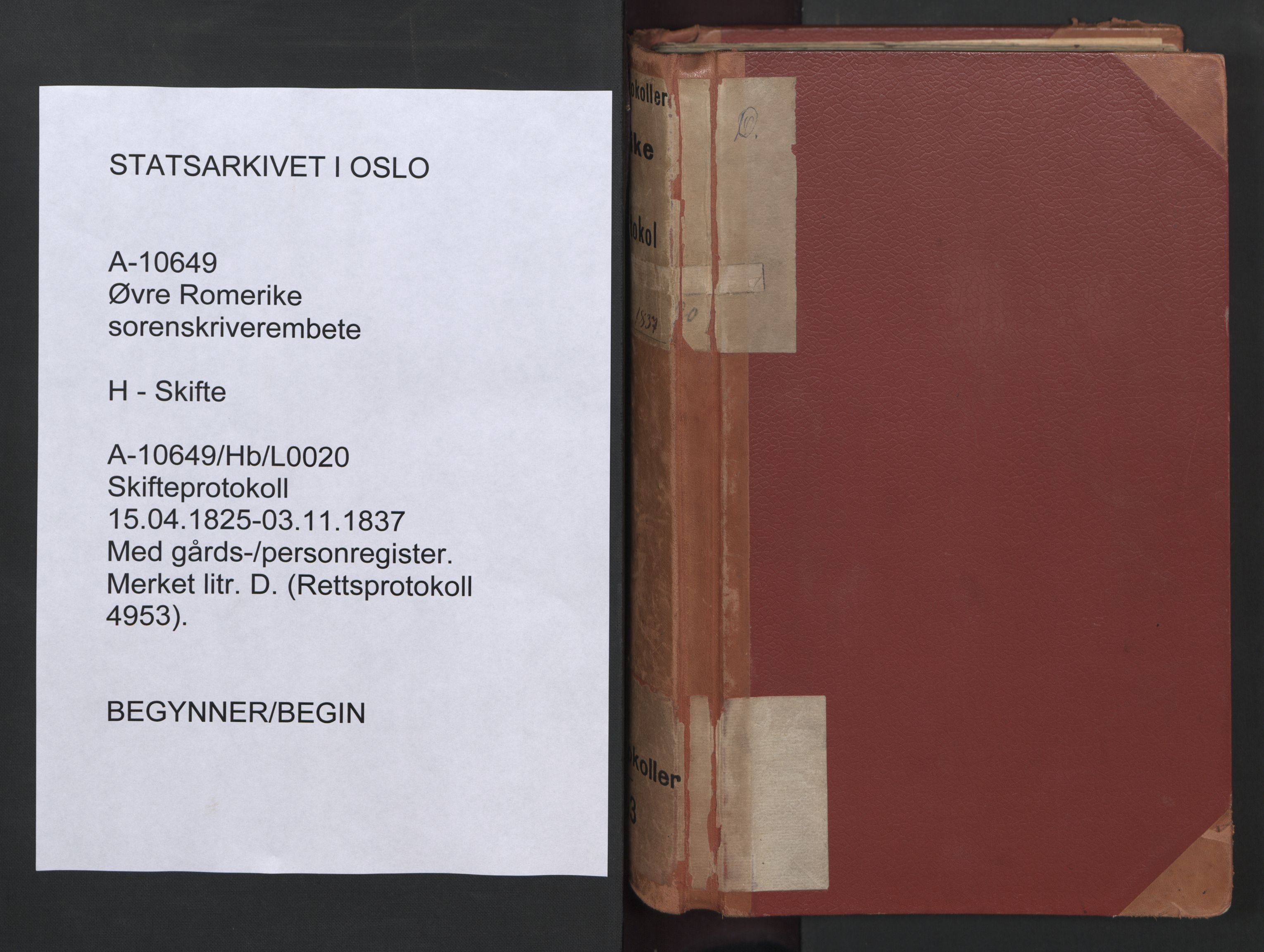 Øvre Romerike sorenskriveri, AV/SAO-A-10649/H/Hb/L0020: Skifteprotokoll nr. 20, 1825-1837