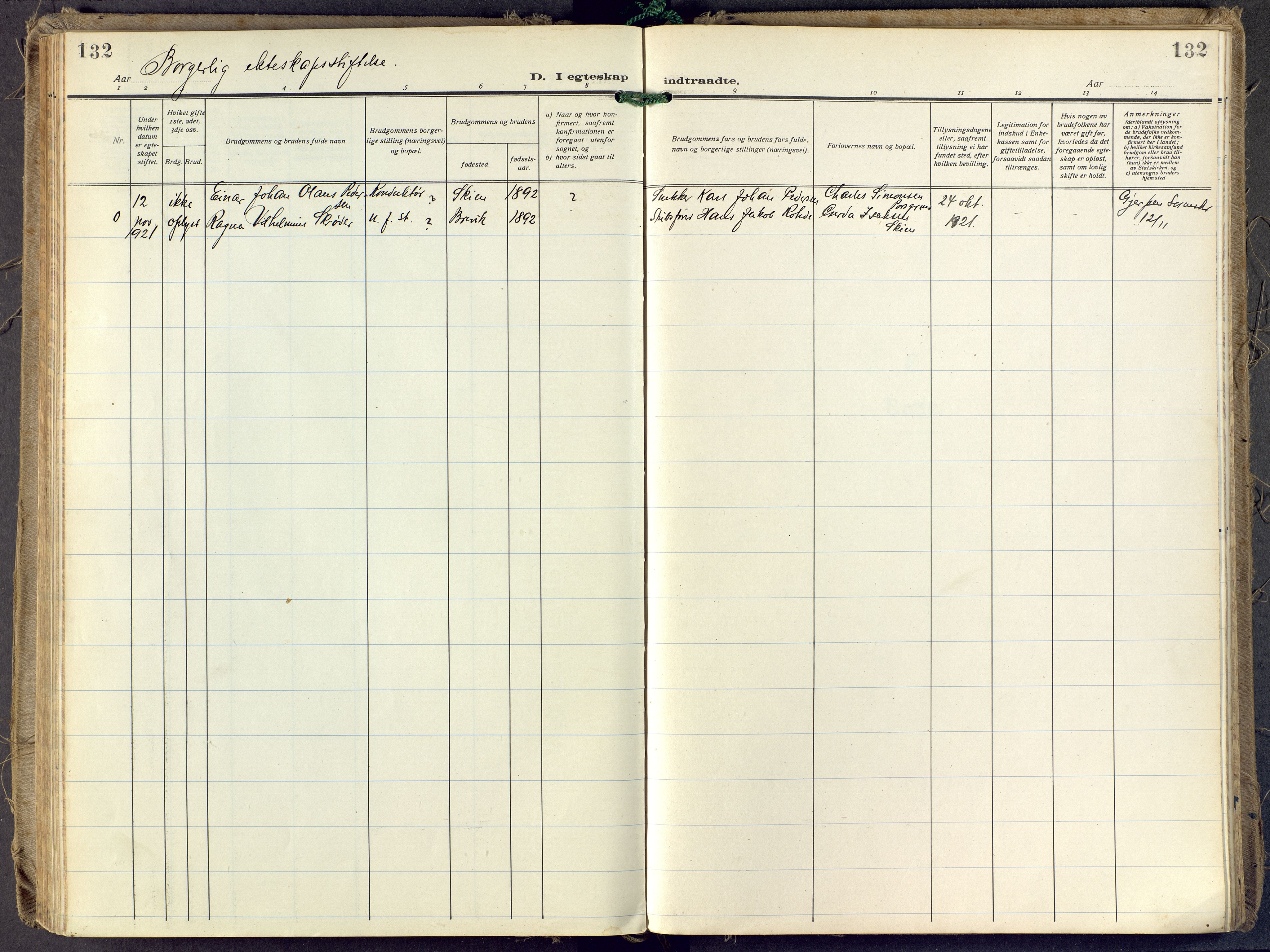 Brunlanes kirkebøker, SAKO/A-342/F/Fd/L0002: Parish register (official) no. IV 2, 1918-1958, p. 132