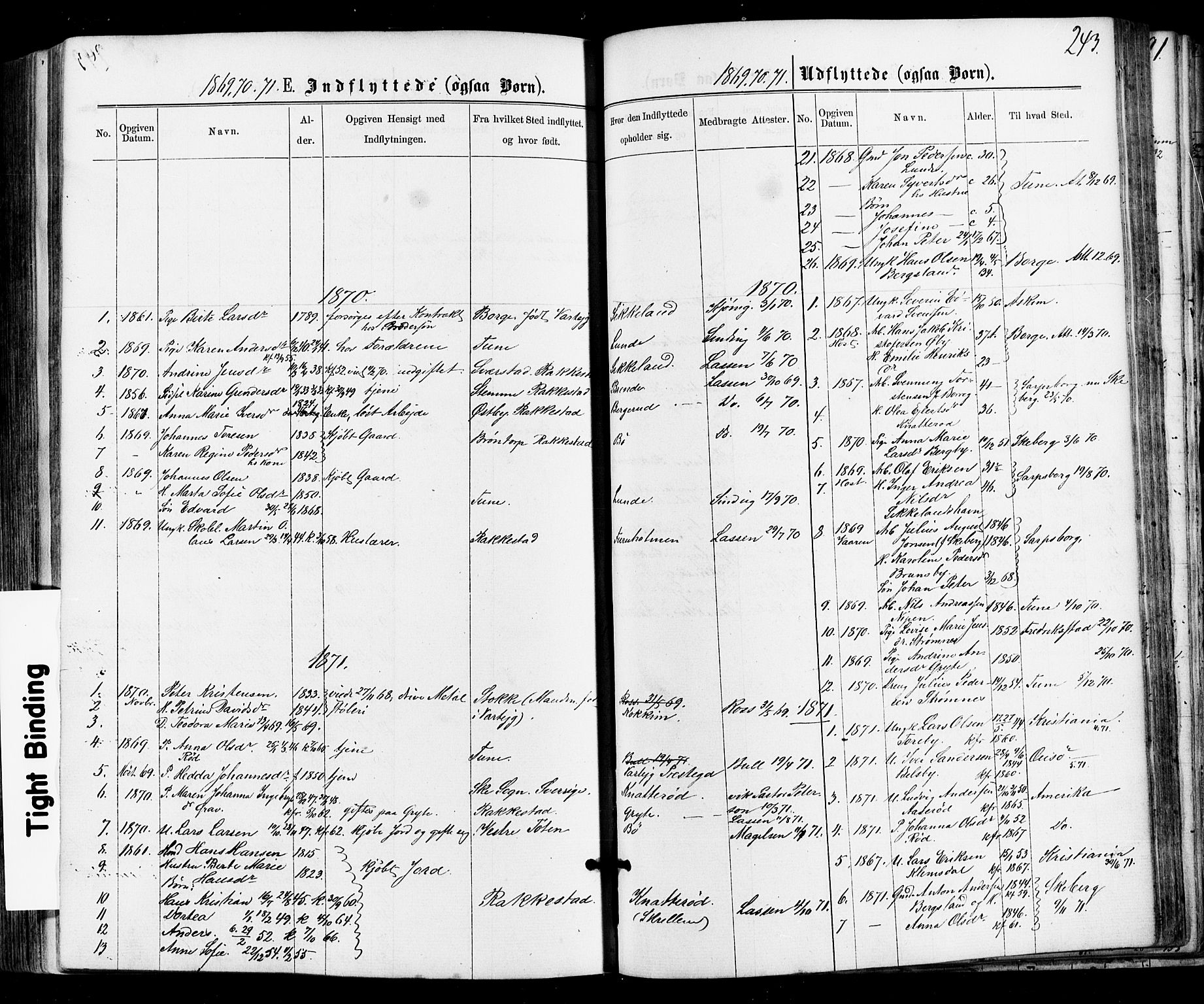 Varteig prestekontor Kirkebøker, AV/SAO-A-10447a/F/Fa/L0001: Parish register (official) no. 1, 1861-1877, p. 243