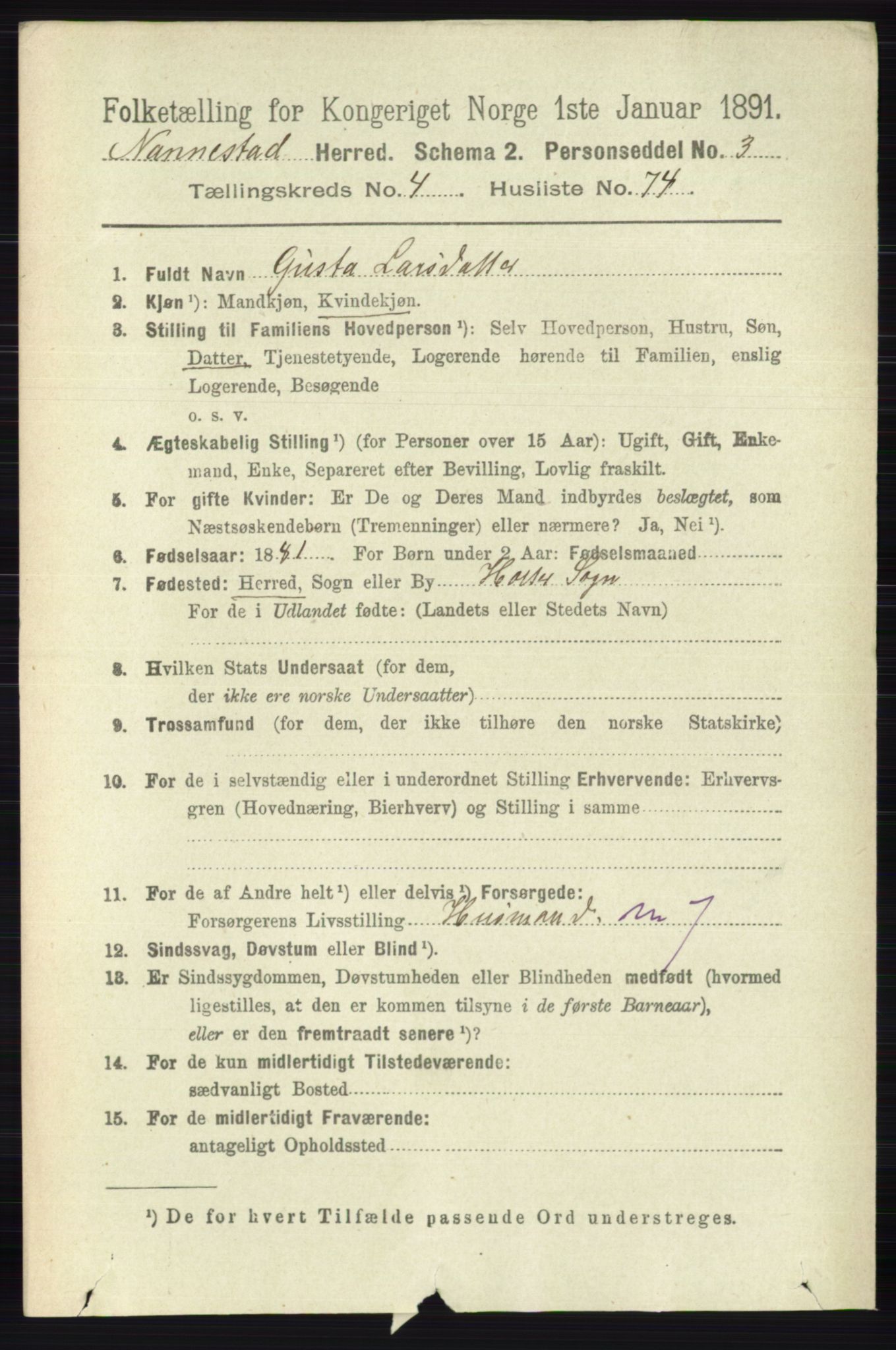 RA, 1891 census for 0238 Nannestad, 1891, p. 2510