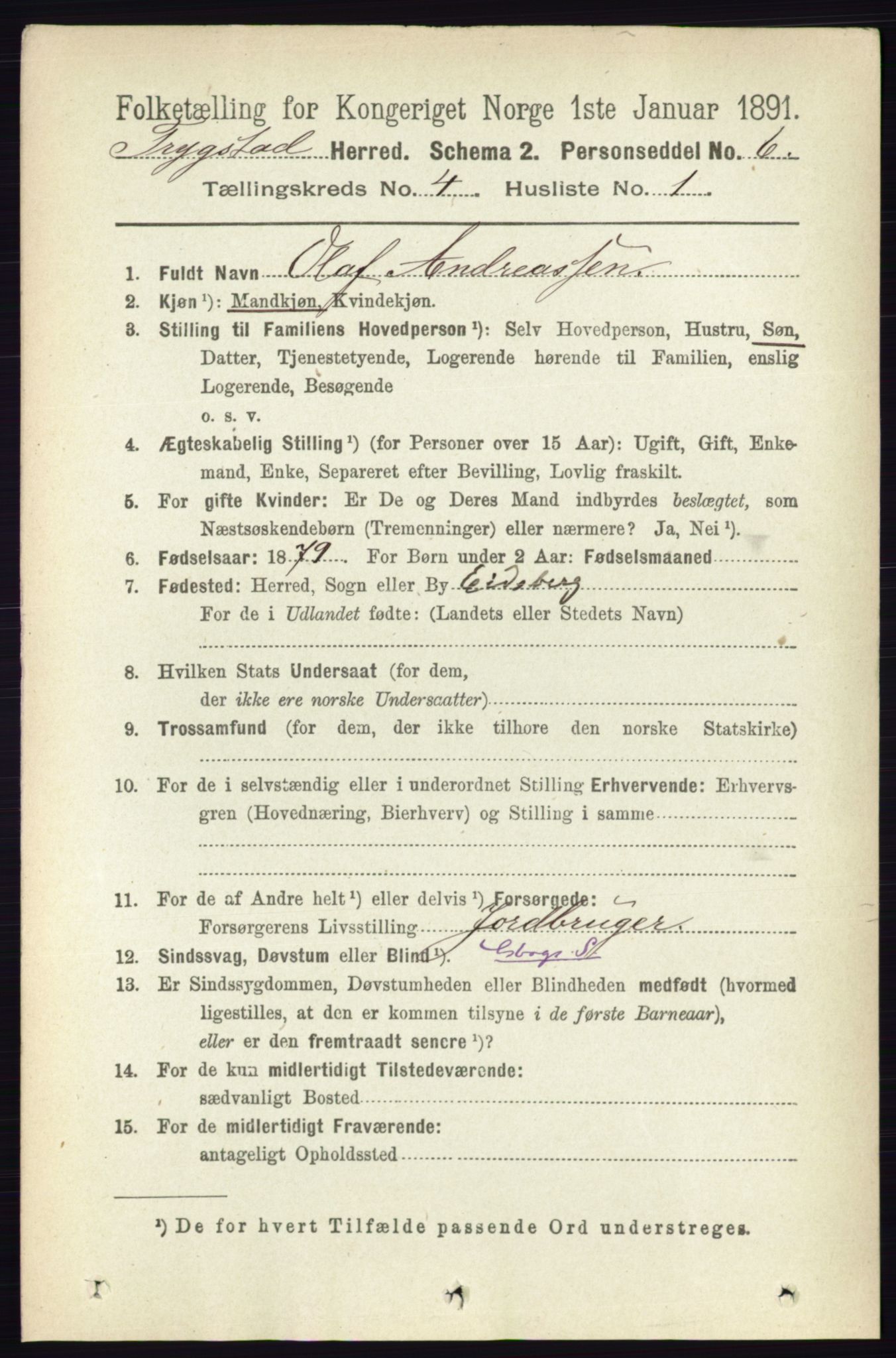 RA, 1891 Census for 0122 Trøgstad, 1891, p. 1584