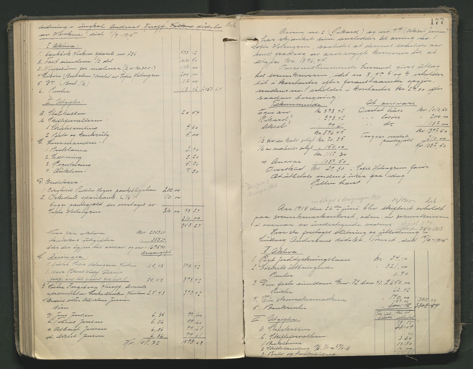 Nord-Østerdal tingrett, SAH/TING-020/J/Jd/L0006: Skifteutlodningsprotokoll, 1907-1920, p. 177