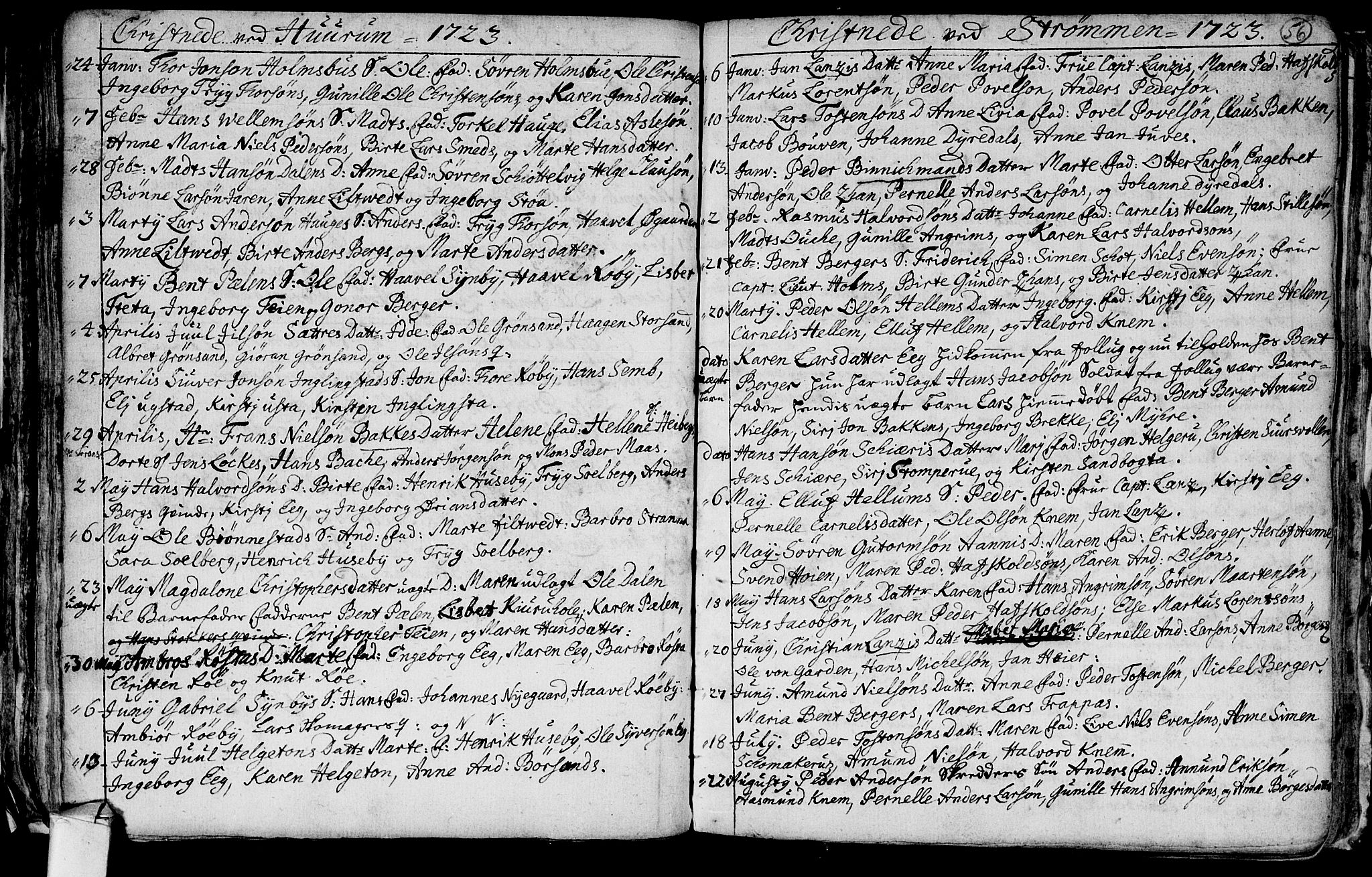 Hurum kirkebøker, AV/SAKO-A-229/F/Fa/L0001: Parish register (official) no. 1, 1715-1732, p. 56