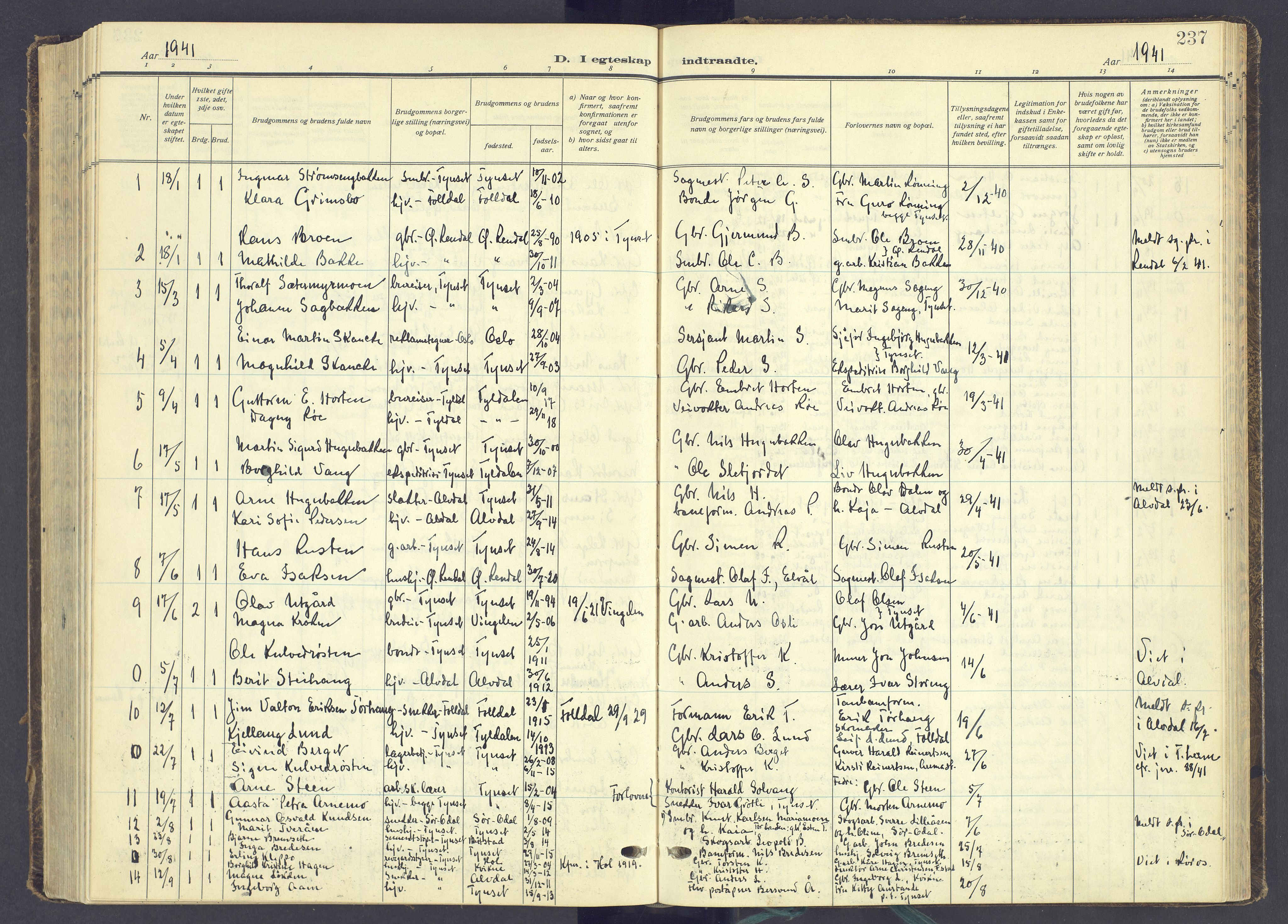 Tynset prestekontor, AV/SAH-PREST-058/H/Ha/Haa/L0027: Parish register (official) no. 27, 1930-1944, p. 237