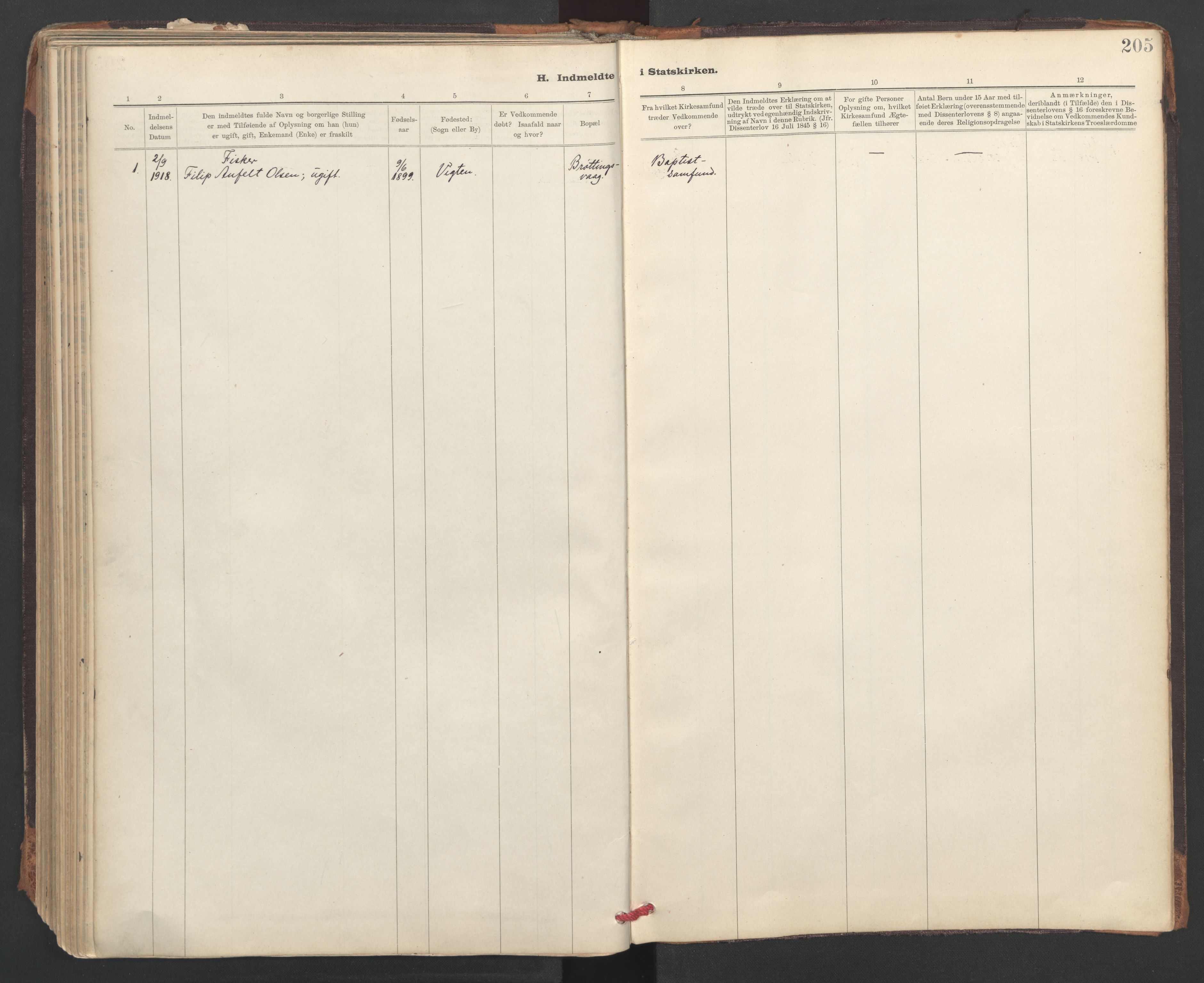 Ministerialprotokoller, klokkerbøker og fødselsregistre - Sør-Trøndelag, SAT/A-1456/637/L0559: Parish register (official) no. 637A02, 1899-1923, p. 205