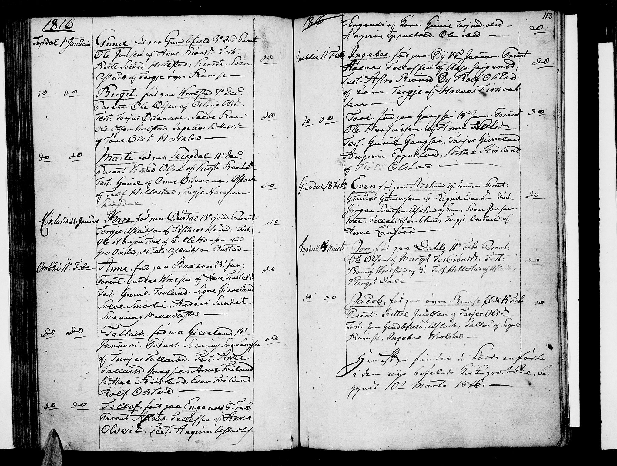 Åmli sokneprestkontor, AV/SAK-1111-0050/F/Fa/Fac/L0005: Parish register (official) no. A 5, 1796-1816, p. 113