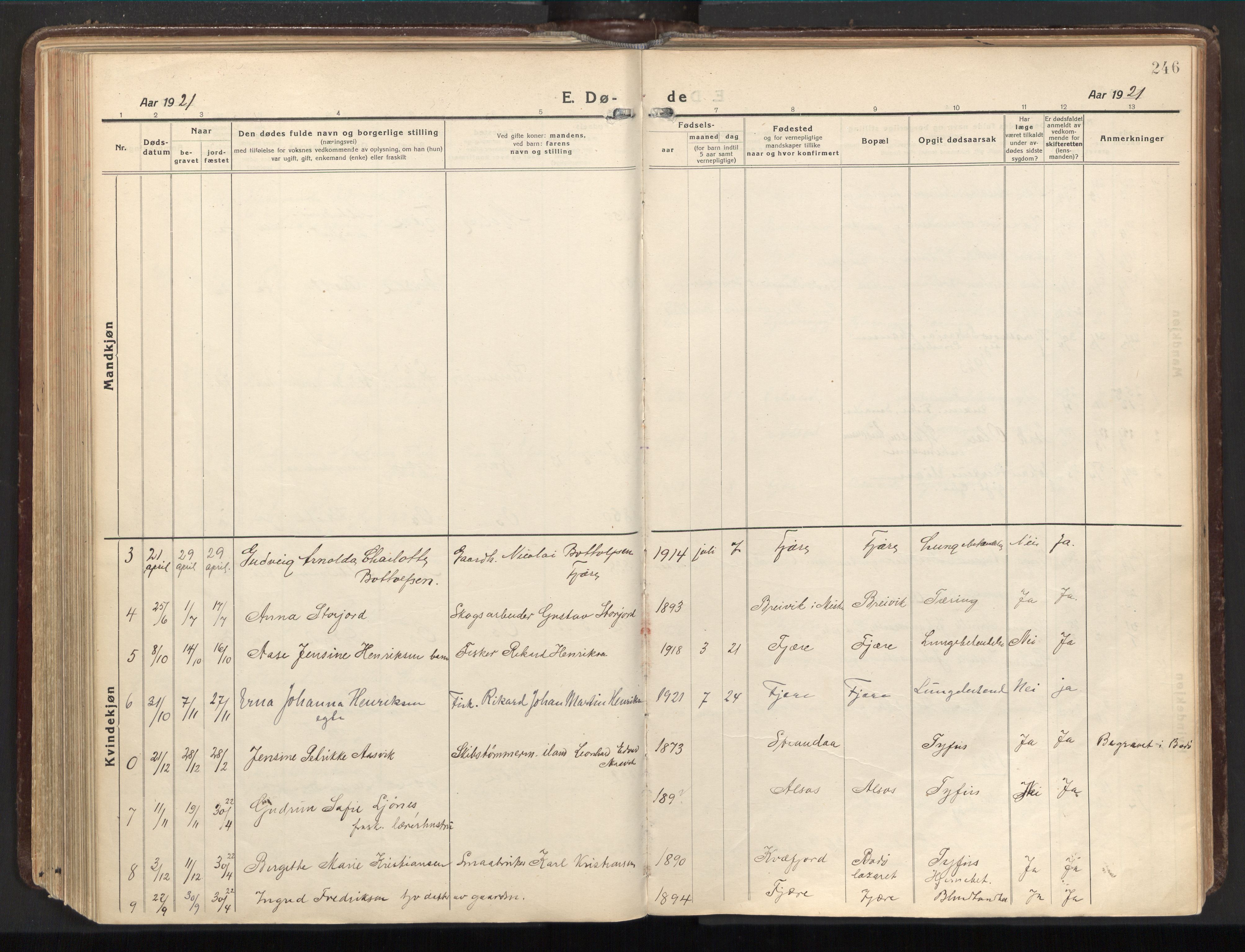 Ministerialprotokoller, klokkerbøker og fødselsregistre - Nordland, SAT/A-1459/803/L0073: Parish register (official) no. 803A03, 1920-1955, p. 246