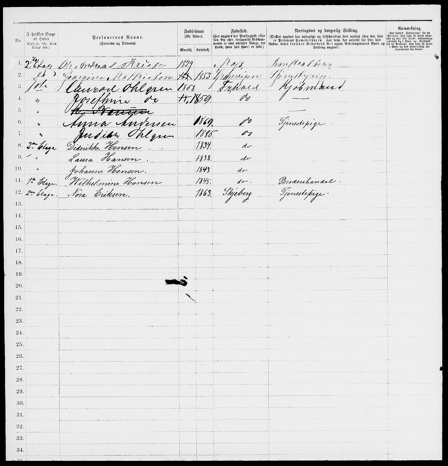 RA, 1885 census for 0101 Fredrikshald, 1885, p. 874