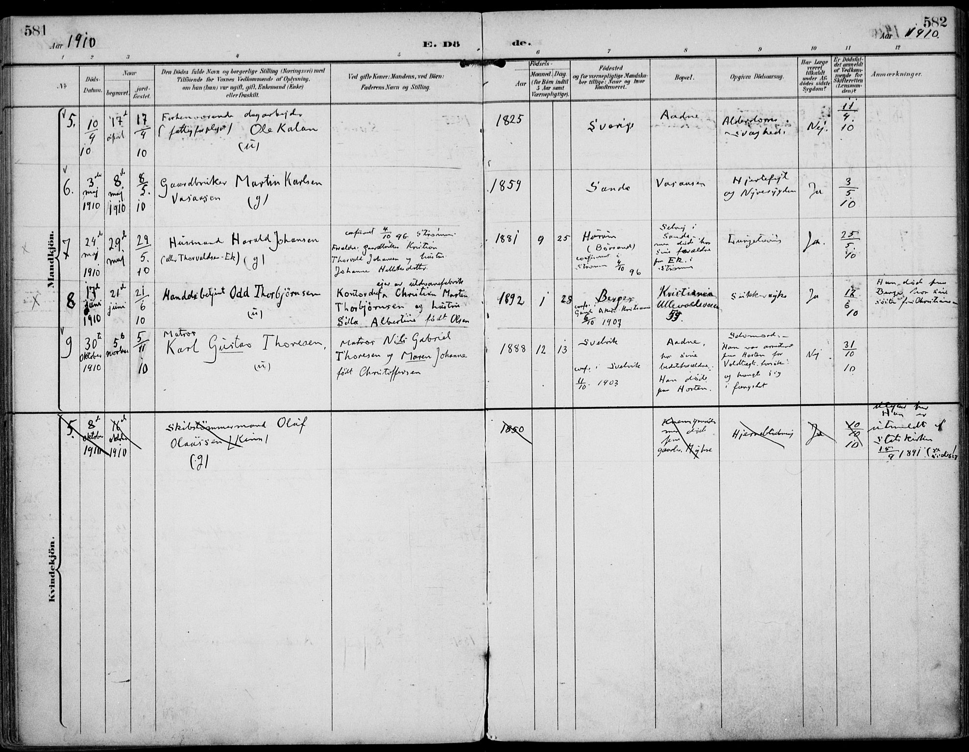 Strømm kirkebøker, AV/SAKO-A-322/F/Fa/L0005: Parish register (official) no. I 5, 1898-1919, p. 581-582