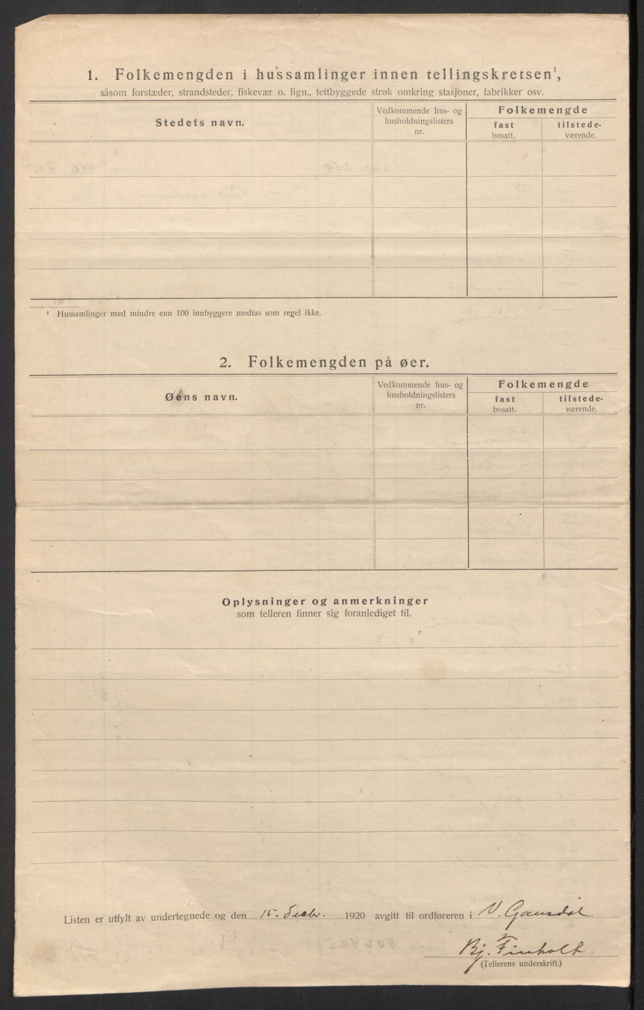 SAH, 1920 census for Vestre Gausdal, 1920, p. 8