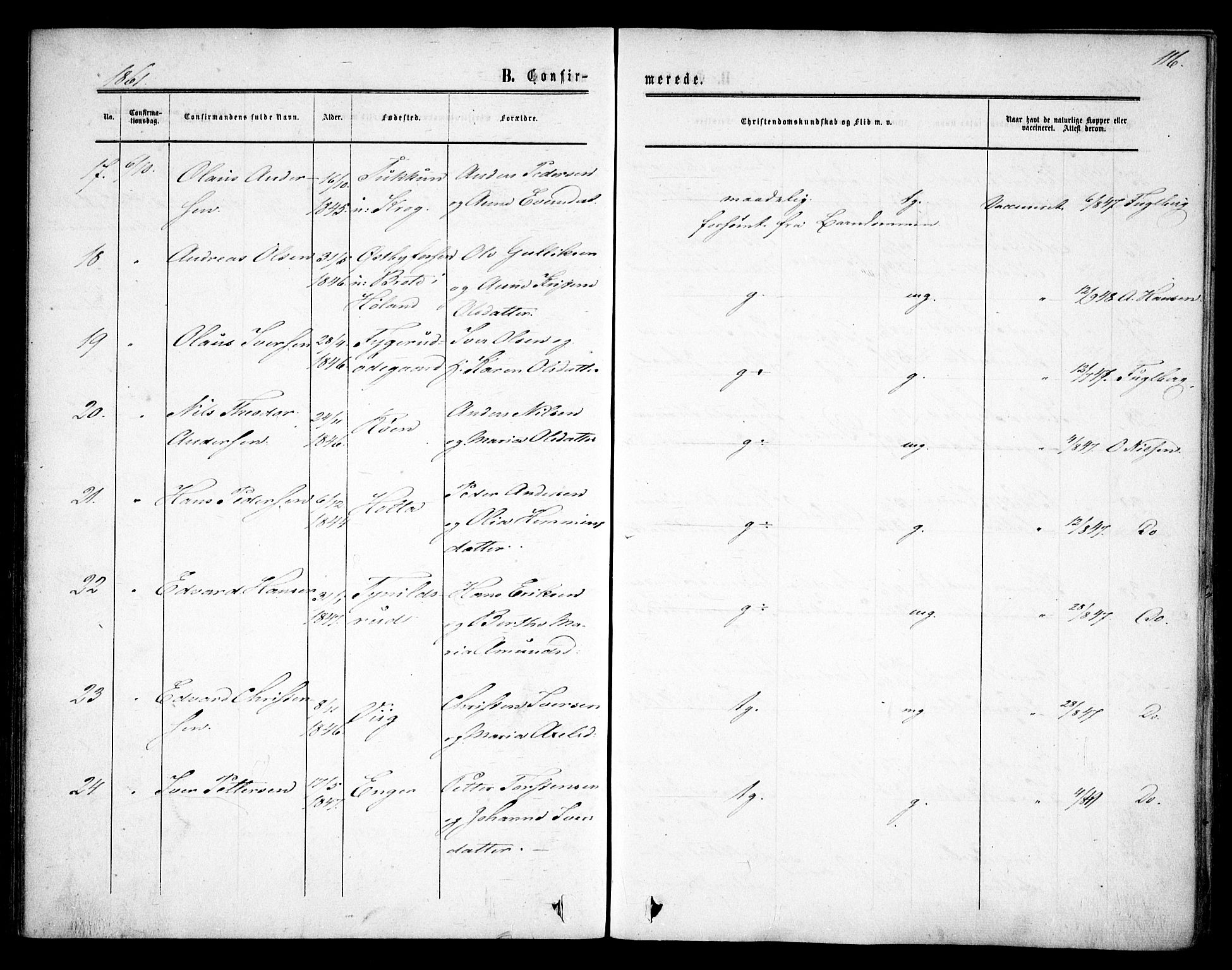 Rødenes prestekontor Kirkebøker, AV/SAO-A-2005/F/Fa/L0007: Parish register (official) no. I 7, 1860-1869, p. 116