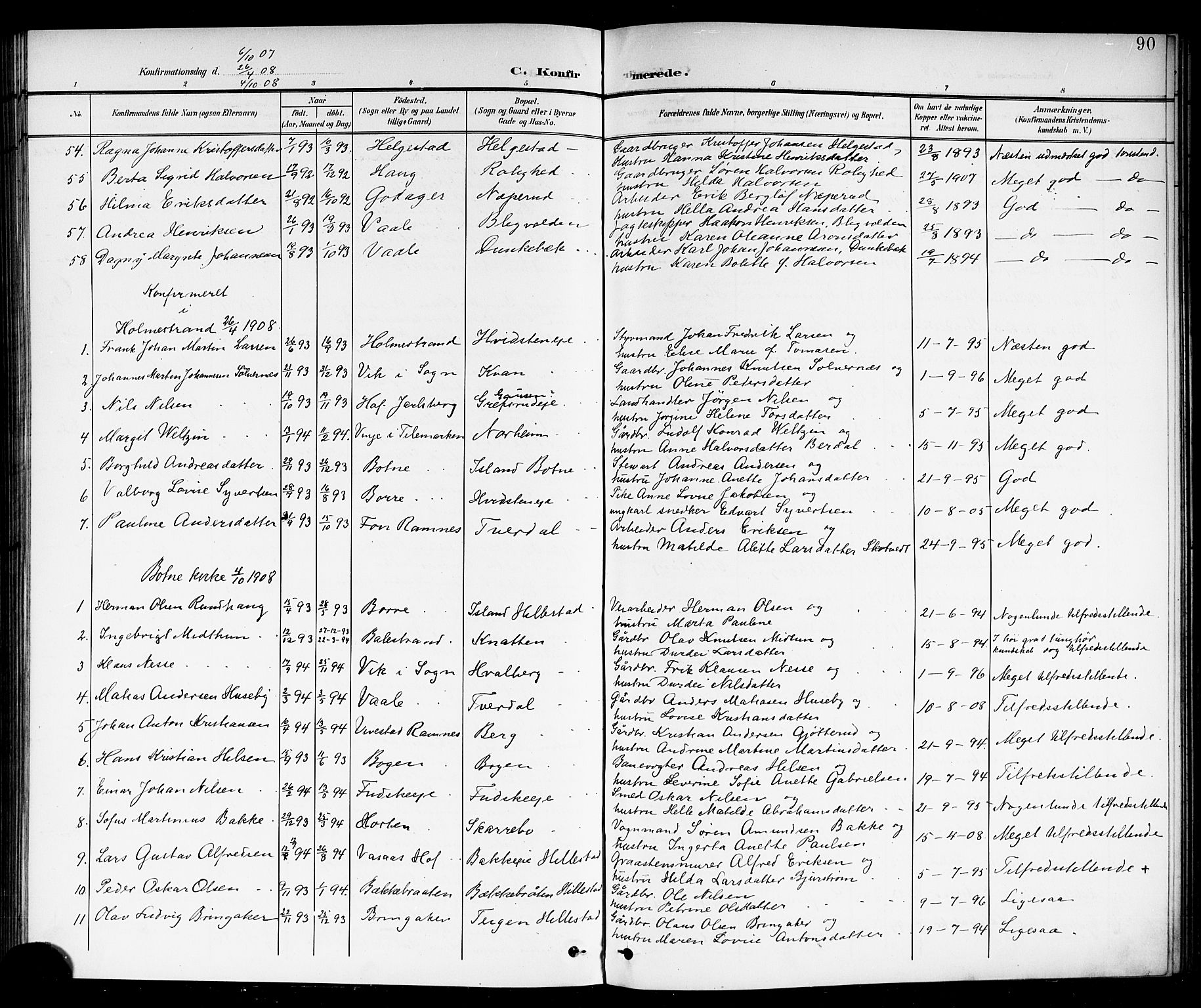 Botne kirkebøker, AV/SAKO-A-340/G/Ga/L0004: Parish register (copy) no. I 4, 1899-1915, p. 90