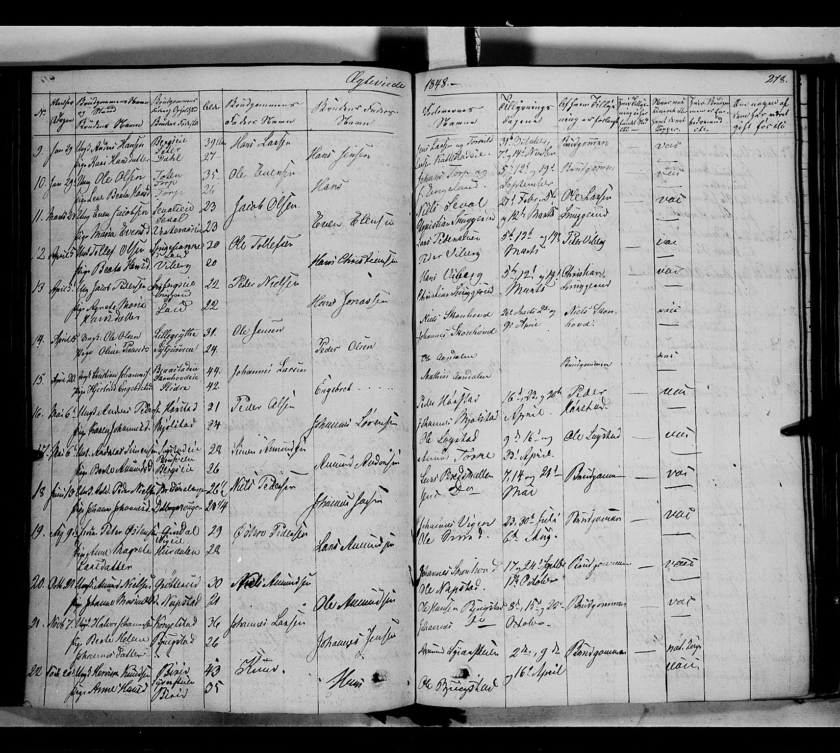 Vardal prestekontor, SAH/PREST-100/H/Ha/Haa/L0005: Parish register (official) no. 5, 1831-1853, p. 218