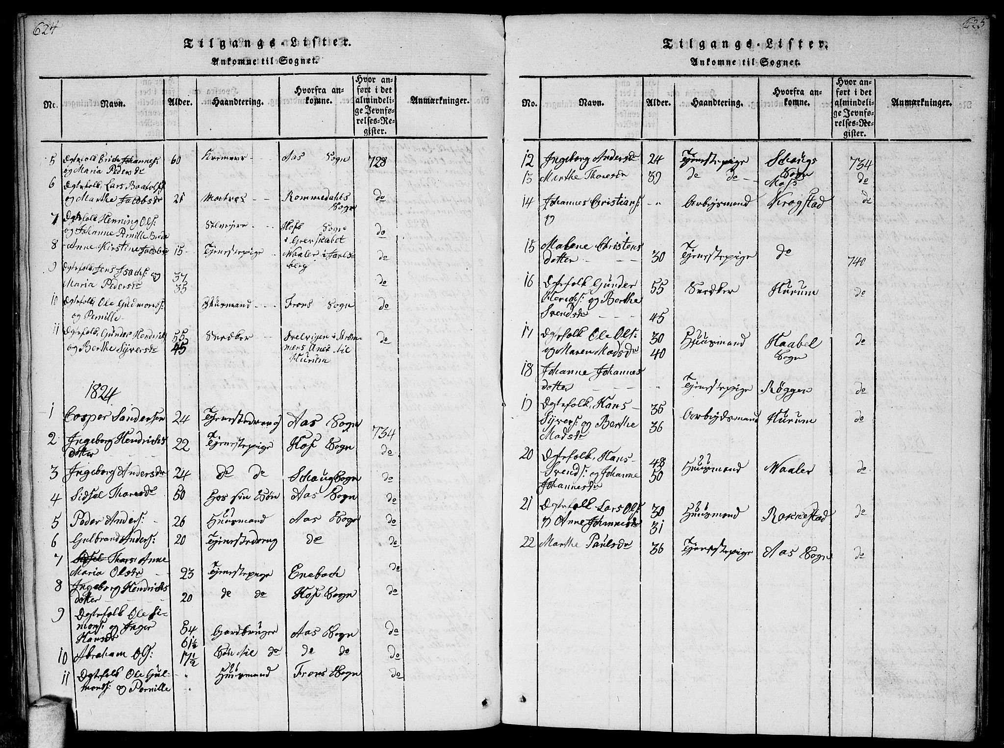 Vestby prestekontor Kirkebøker, AV/SAO-A-10893/F/Fa/L0005: Parish register (official) no. I 5, 1814-1827, p. 624-625