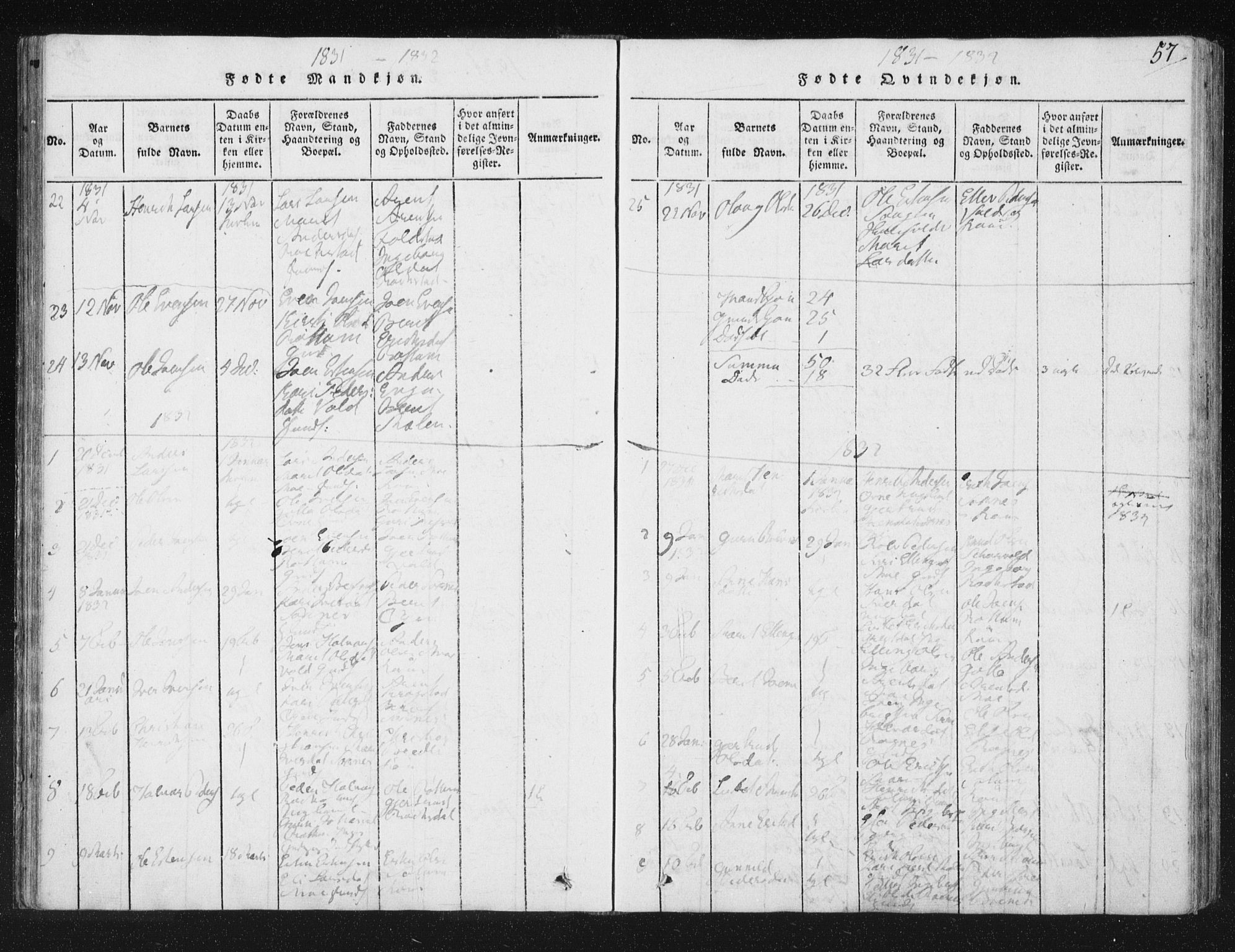 Ministerialprotokoller, klokkerbøker og fødselsregistre - Sør-Trøndelag, SAT/A-1456/687/L0996: Parish register (official) no. 687A04, 1816-1842, p. 57