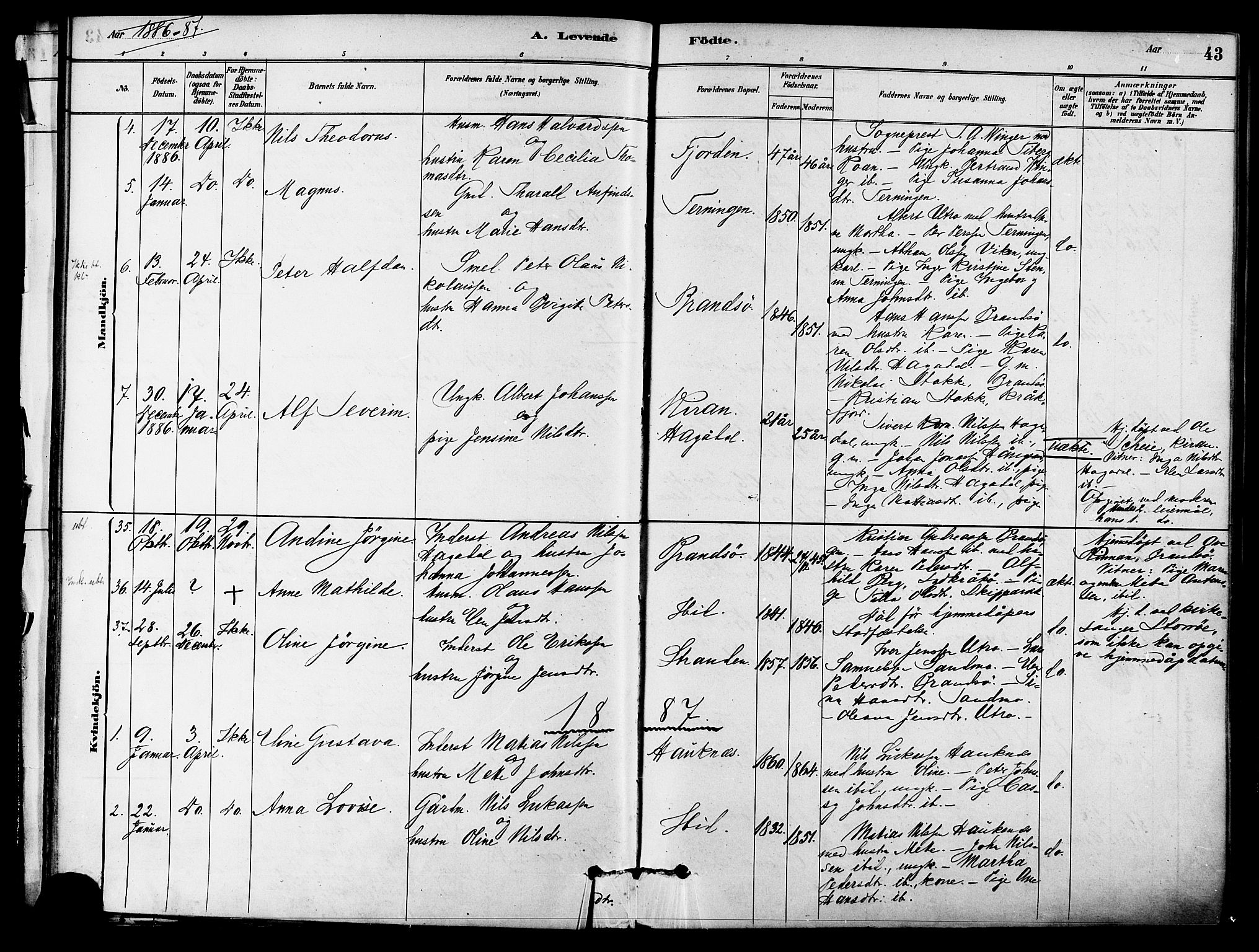 Ministerialprotokoller, klokkerbøker og fødselsregistre - Sør-Trøndelag, AV/SAT-A-1456/657/L0707: Parish register (official) no. 657A08, 1879-1893, p. 43