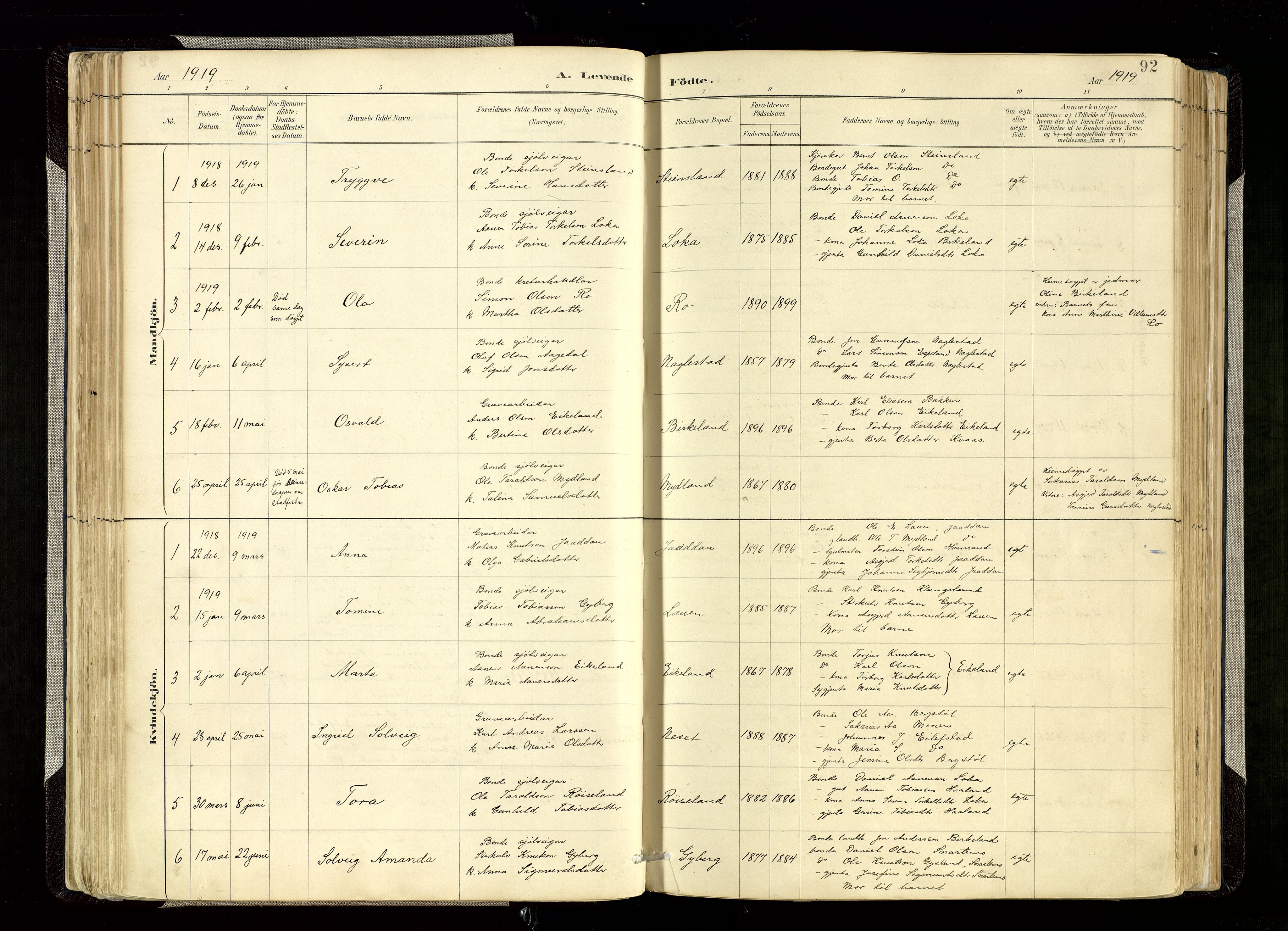 Hægebostad sokneprestkontor, SAK/1111-0024/F/Fa/Faa/L0006: Parish register (official) no. A 6, 1887-1929, p. 92