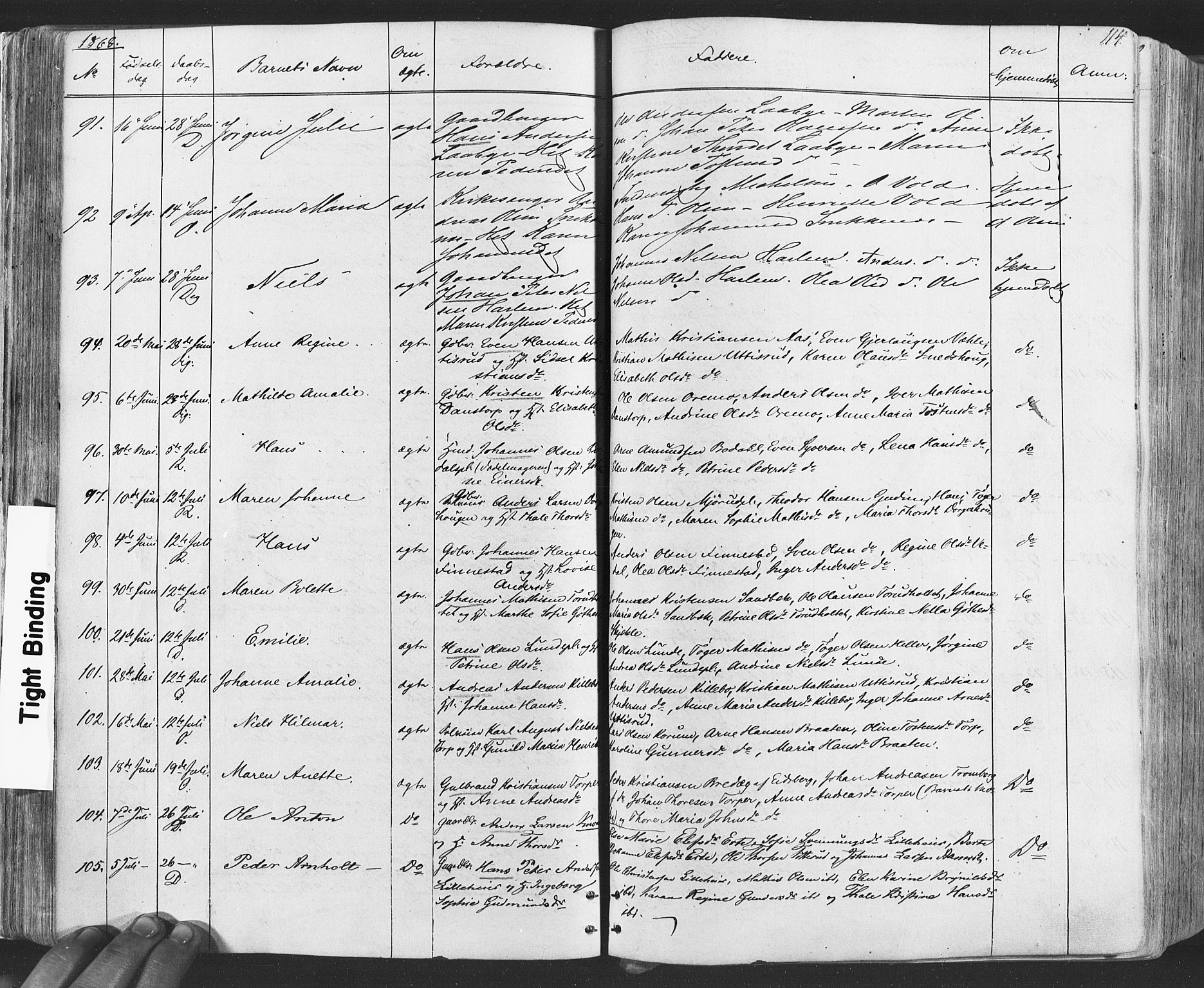 Rakkestad prestekontor Kirkebøker, SAO/A-2008/F/Fa/L0011: Parish register (official) no. I 11, 1862-1877, p. 114