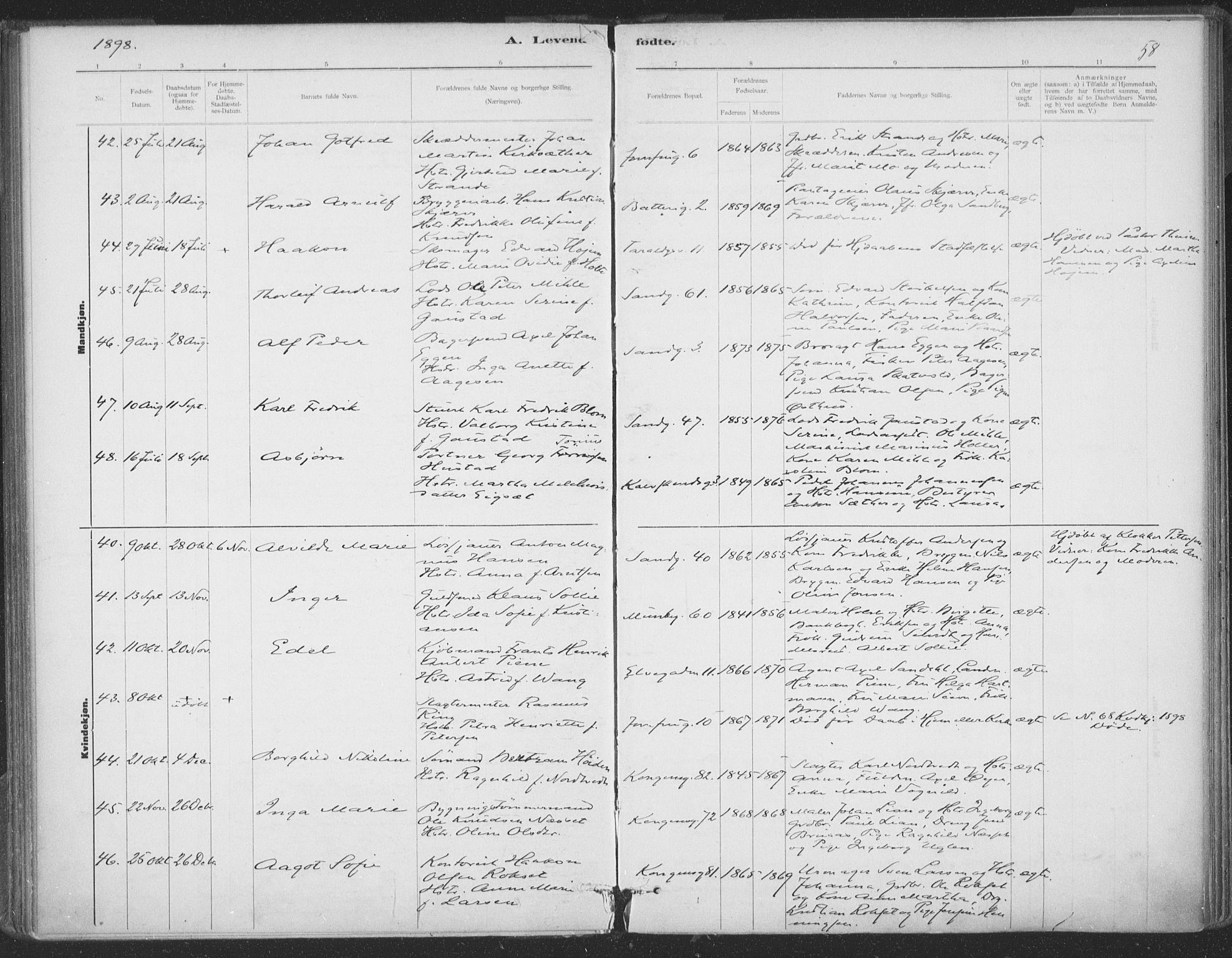 Ministerialprotokoller, klokkerbøker og fødselsregistre - Sør-Trøndelag, AV/SAT-A-1456/602/L0122: Parish register (official) no. 602A20, 1892-1908, p. 58