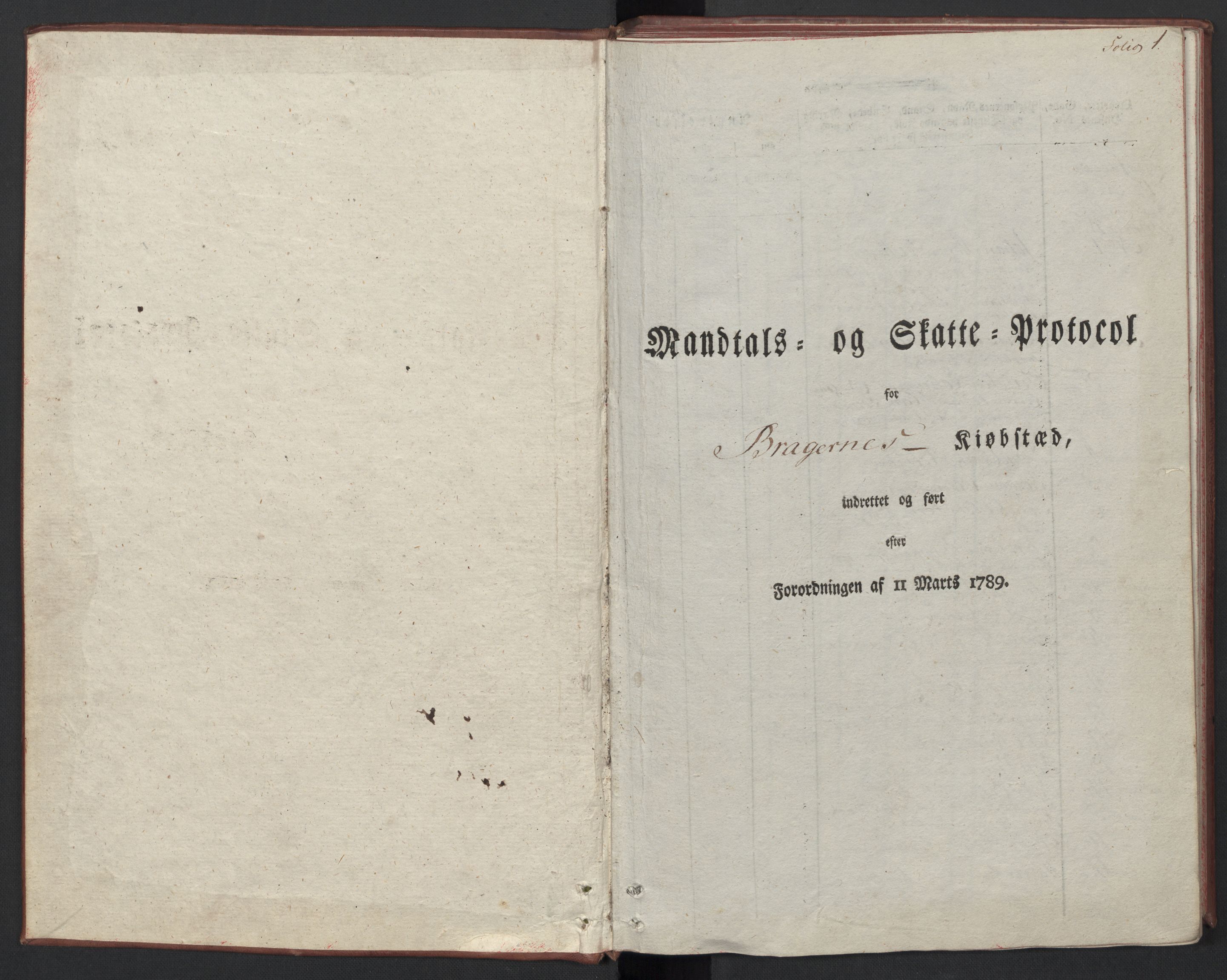 Rentekammeret inntil 1814, Reviderte regnskaper, Mindre regnskaper, RA/EA-4068/Rf/Rfe/L0004: Bragernes. Buskerud fogderi, 1789, p. 4