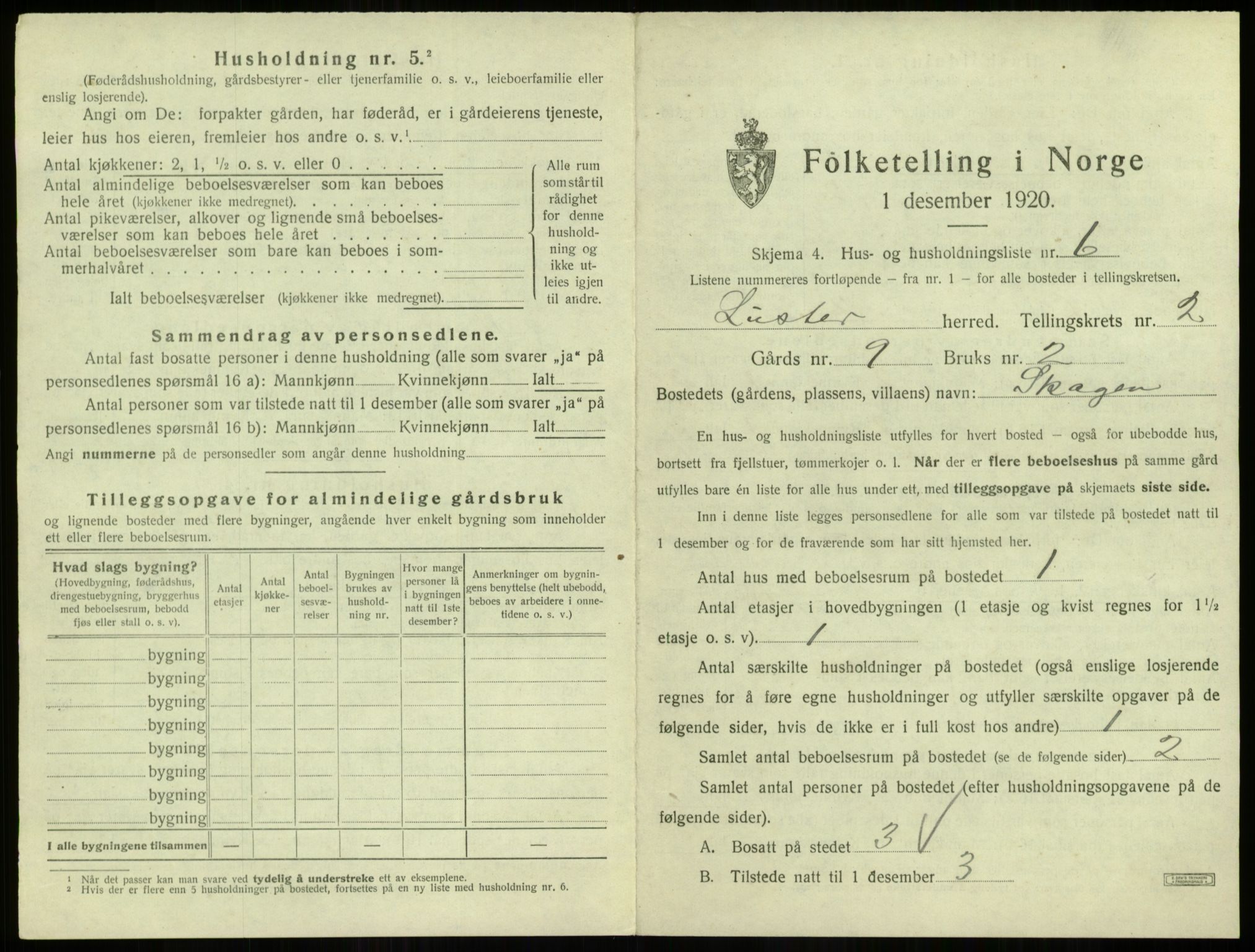 SAB, 1920 census for Luster, 1920, p. 123