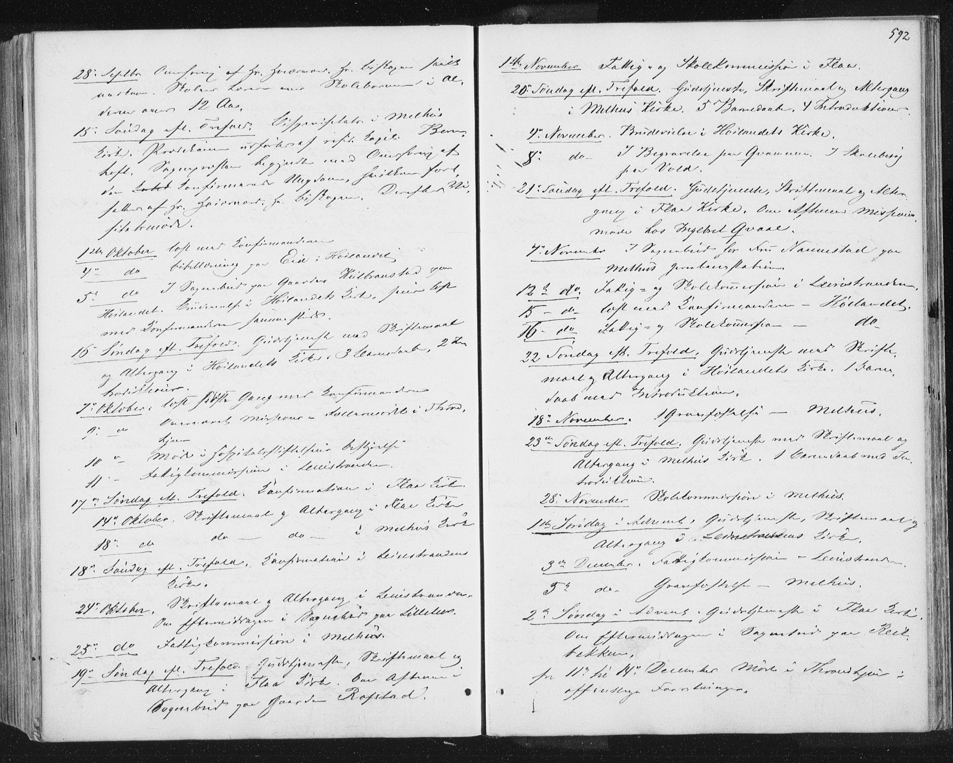 Ministerialprotokoller, klokkerbøker og fødselsregistre - Sør-Trøndelag, SAT/A-1456/691/L1077: Parish register (official) no. 691A09, 1862-1873, p. 592