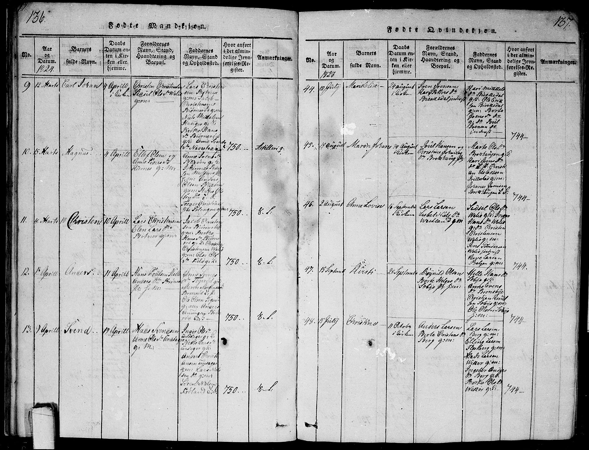 Våler prestekontor Kirkebøker, AV/SAO-A-11083/G/Ga/L0001: Parish register (copy) no. I 1, 1815-1839, p. 136-137