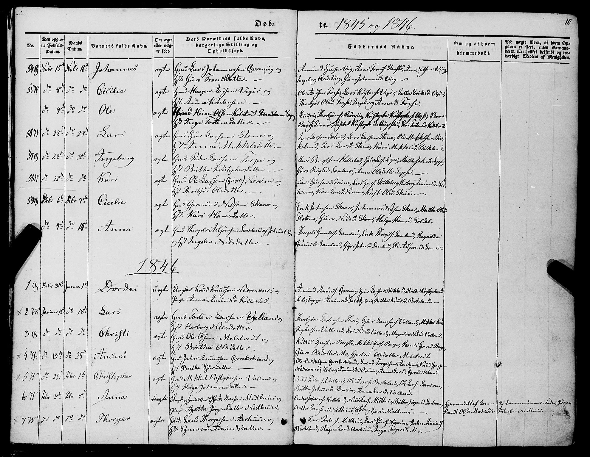 Kvam sokneprestembete, AV/SAB-A-76201/H/Haa: Parish register (official) no. A 8, 1844-1863, p. 10