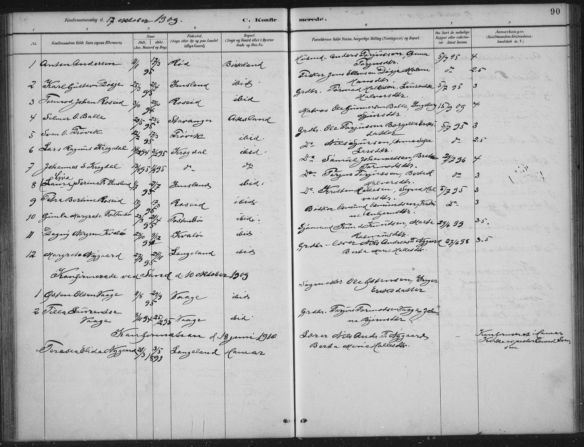 Vikedal sokneprestkontor, SAST/A-101840/01/IV: Parish register (official) no. A 12, 1886-1929, p. 90