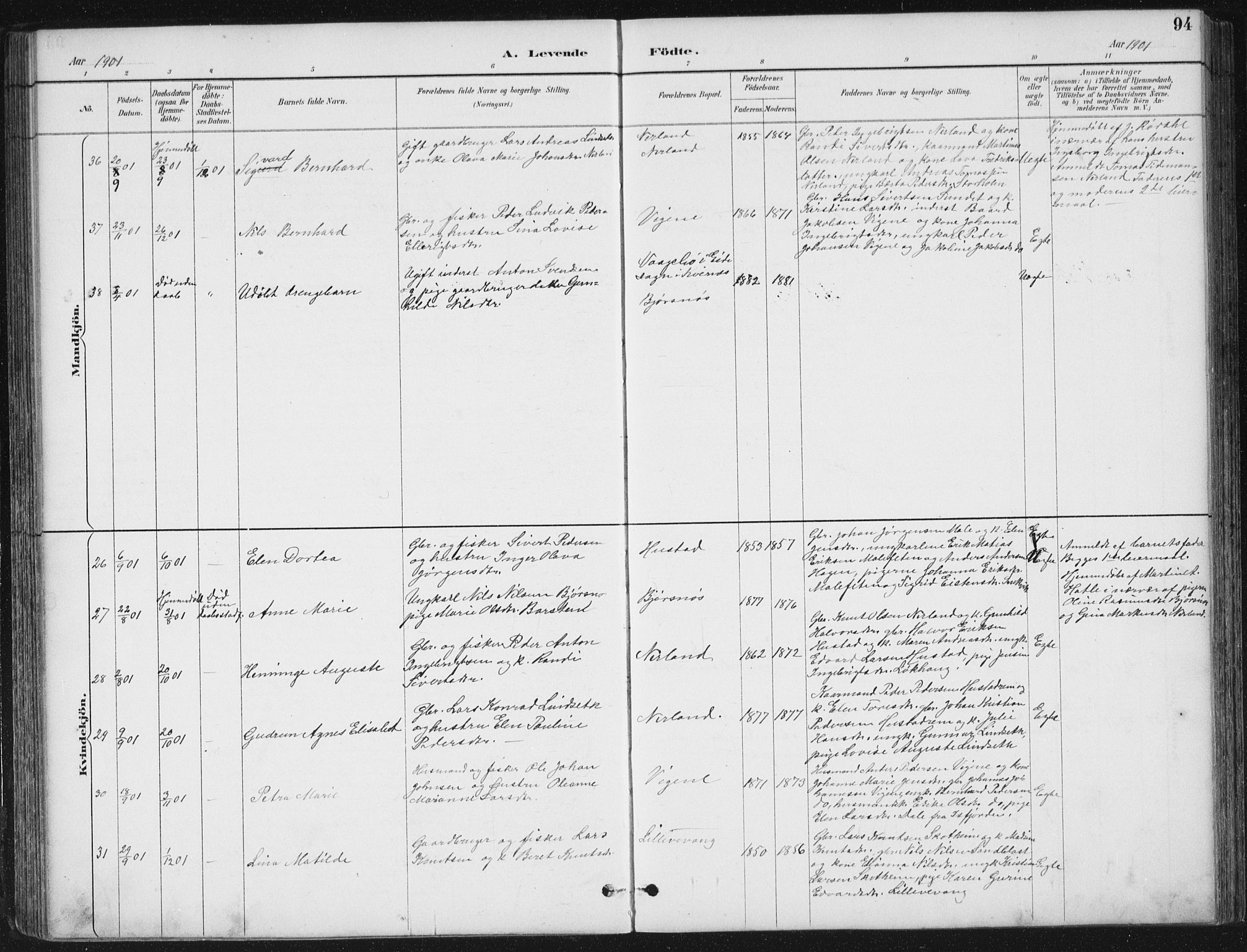 Ministerialprotokoller, klokkerbøker og fødselsregistre - Møre og Romsdal, SAT/A-1454/567/L0783: Parish register (copy) no. 567C03, 1887-1903, p. 94