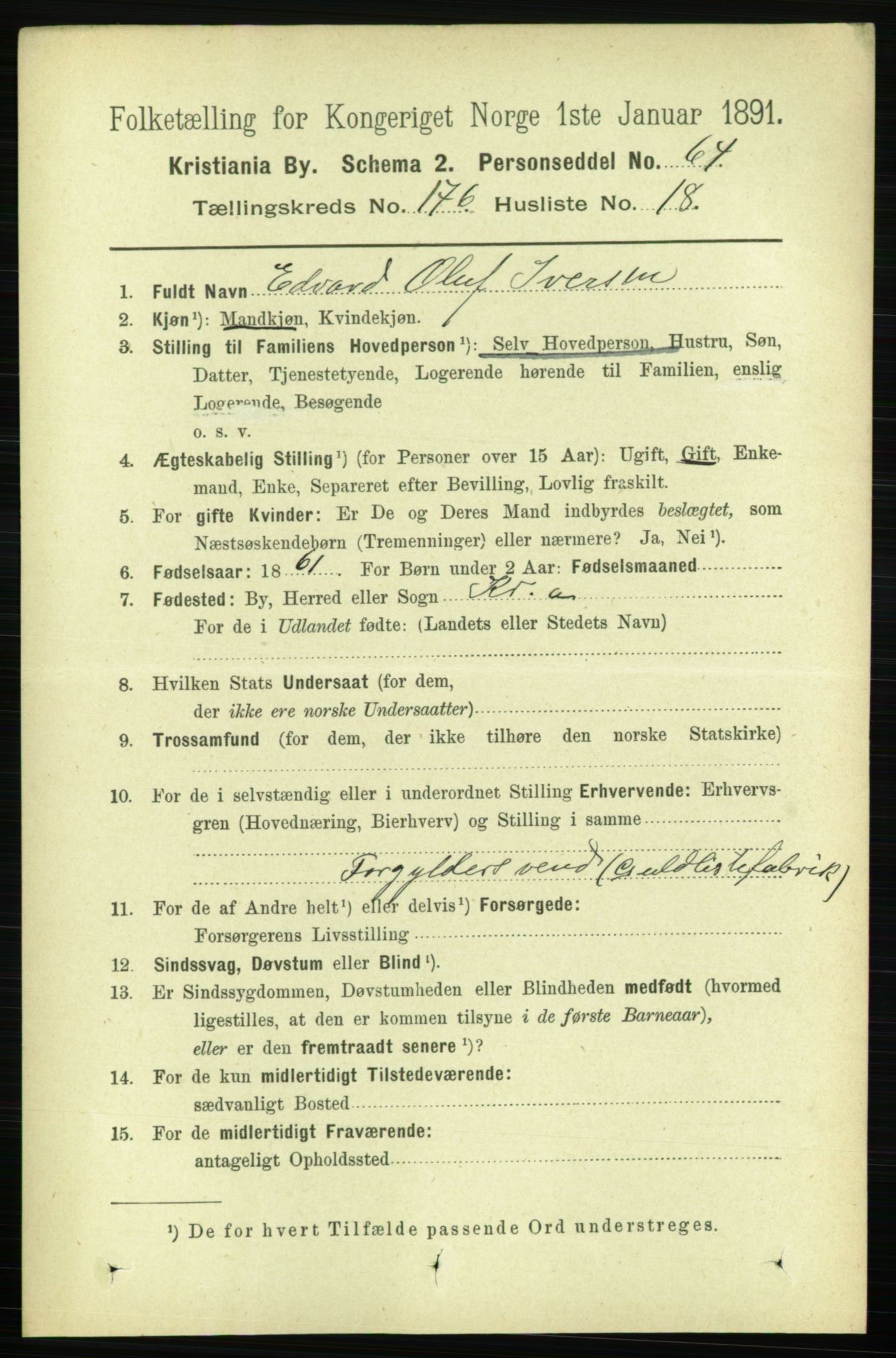 RA, 1891 census for 0301 Kristiania, 1891, p. 106185