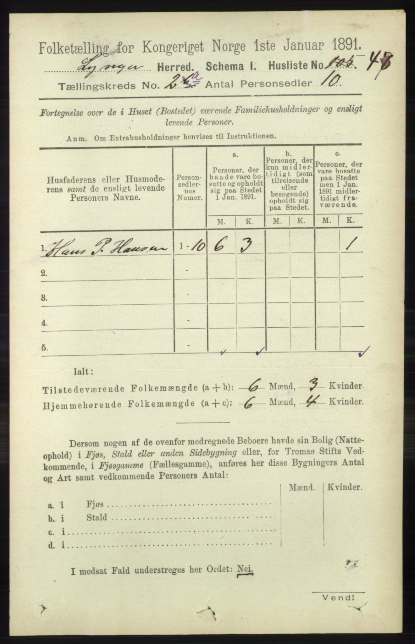 RA, 1891 census for 1938 Lyngen, 1891, p. 1975