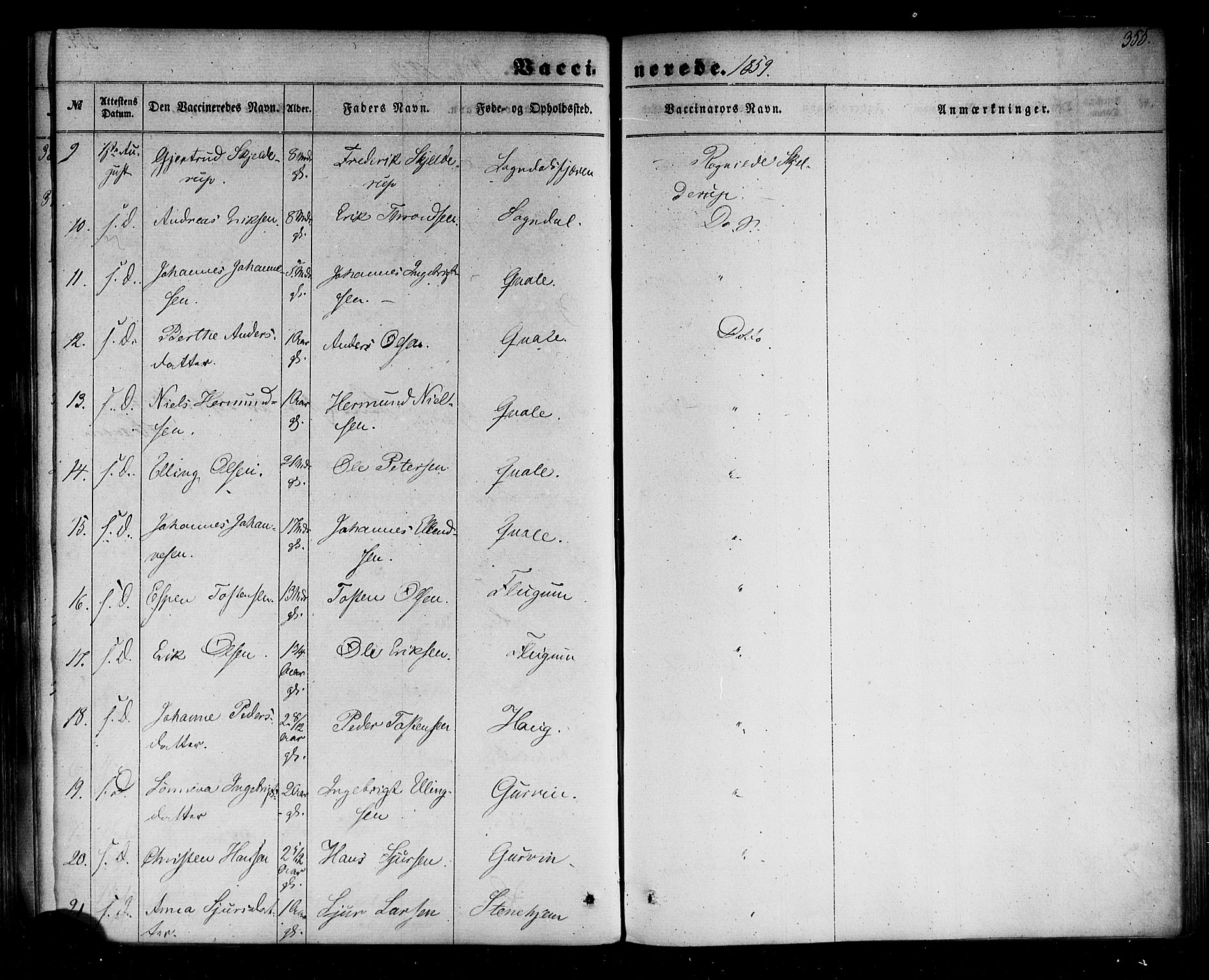 Sogndal sokneprestembete, AV/SAB-A-81301/H/Haa/Haaa/L0013: Parish register (official) no. A 13, 1859-1877, p. 355