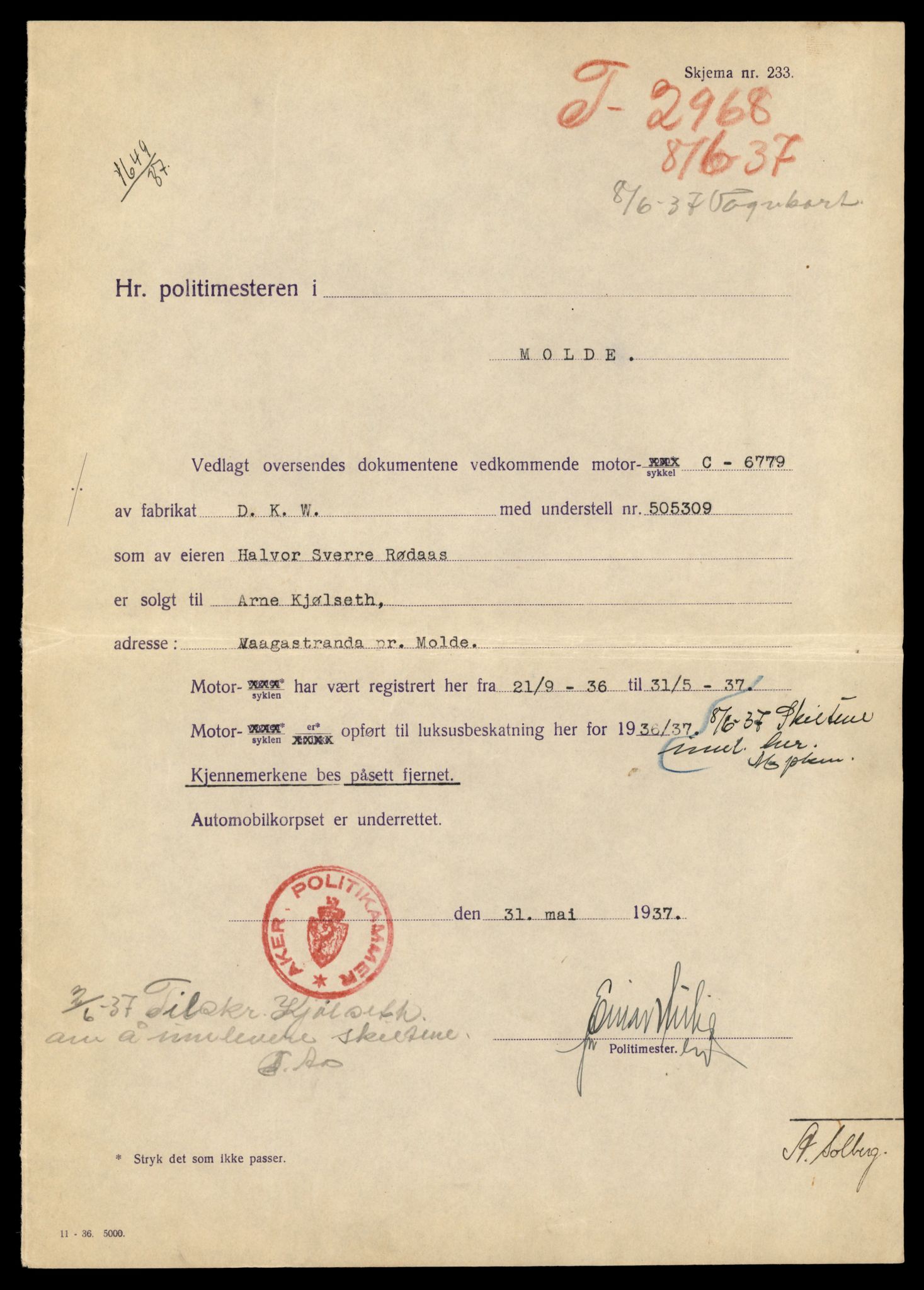 Møre og Romsdal vegkontor - Ålesund trafikkstasjon, AV/SAT-A-4099/F/Fe/L0026: Registreringskort for kjøretøy T 11046 - T 11160, 1927-1998, p. 3153