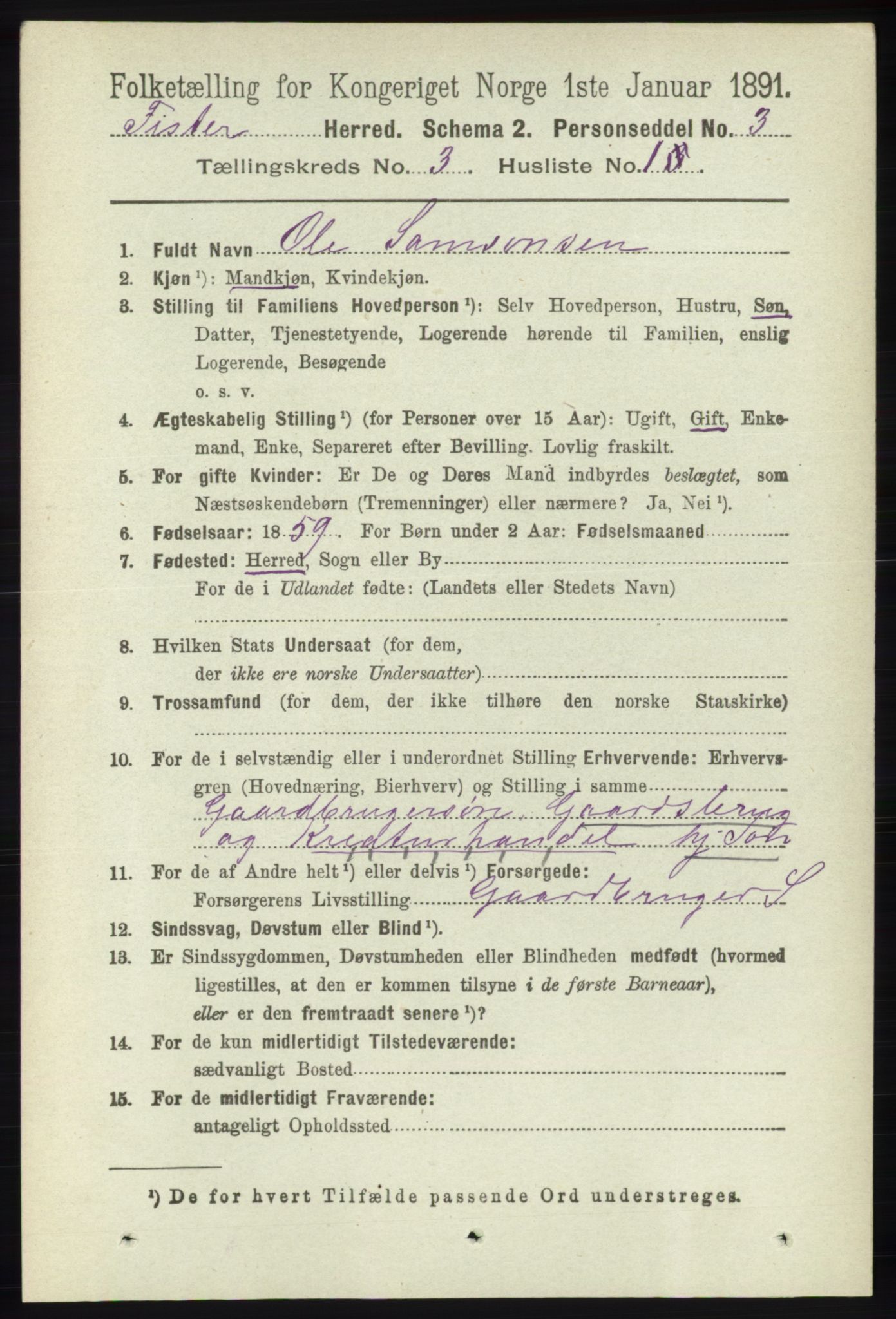 RA, 1891 census for 1132 Fister, 1891, p. 525